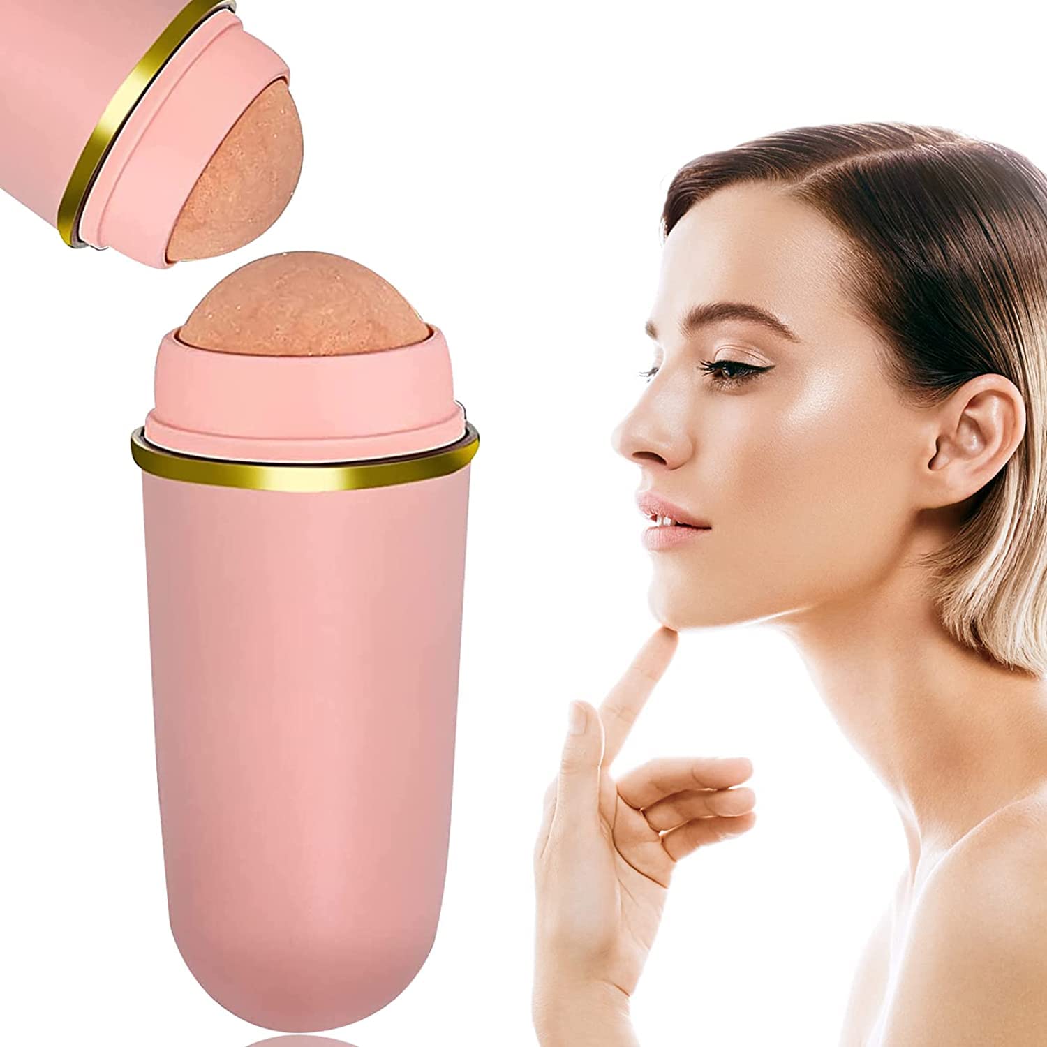 Lucario Volcanic Face Roller for Oily Skin - Reusable Oil Absorbing Massage Tool, Makeup & Skincare Stone | Perfect for Daily Facial Cleansing & Makeup Prep