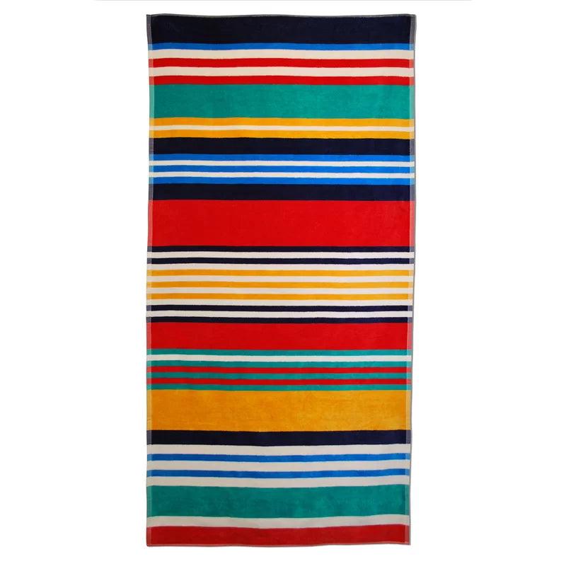 Soft Cotton Multicolored Striped Oversized 2-Piece Beach Towel Set - Perfect for Pool, Beach, Vacation & Spa Days