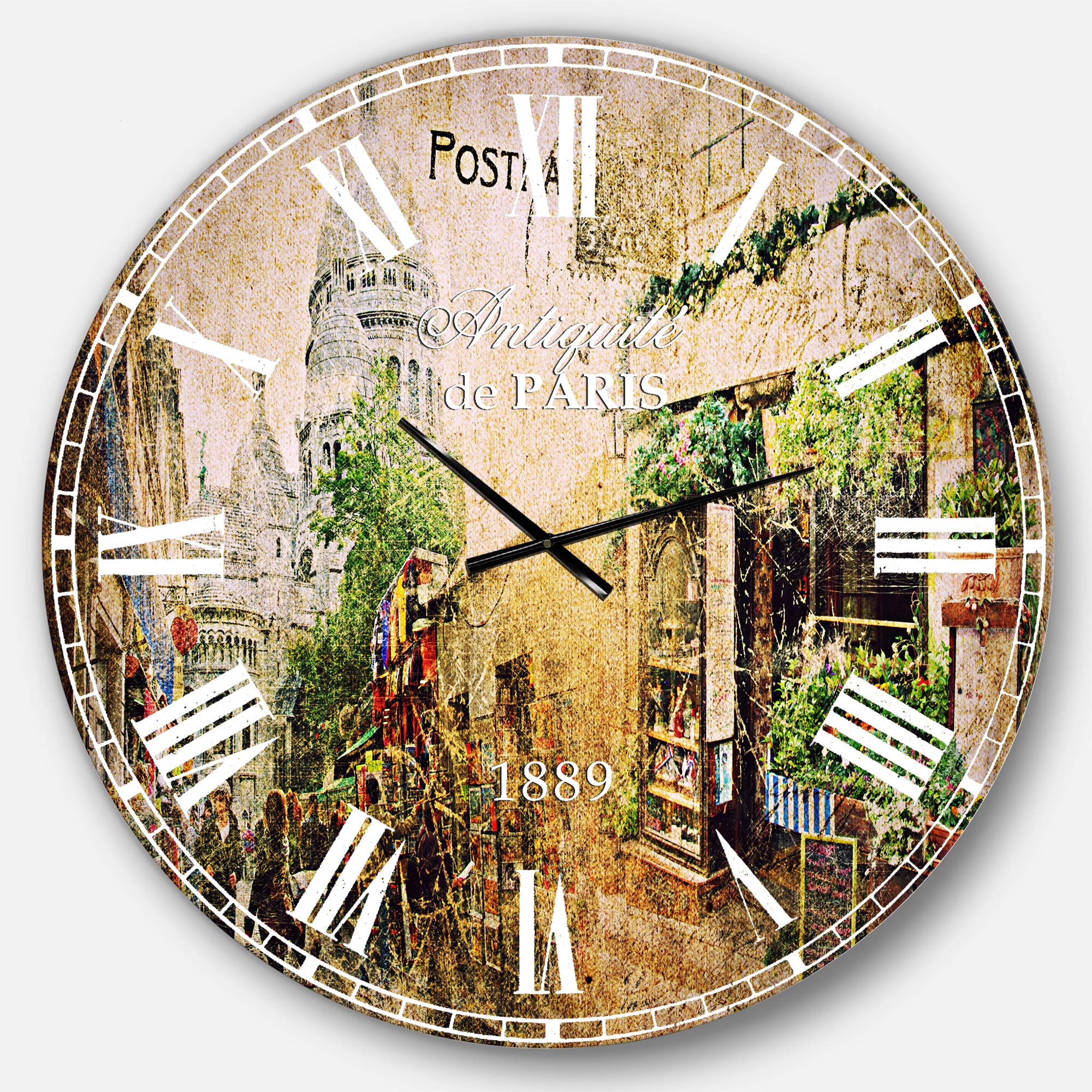 Vintage Parisian Cards Large Wall Clock - 29