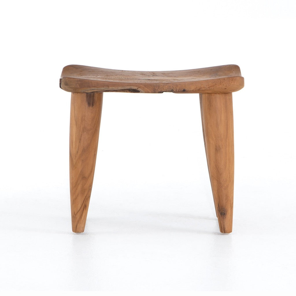 Zuri Outdoor Stool - Aged Natural Teak Wood Folding Camping Chair for Patio, Garden, Beach & Picnic - Portable & Lightweight