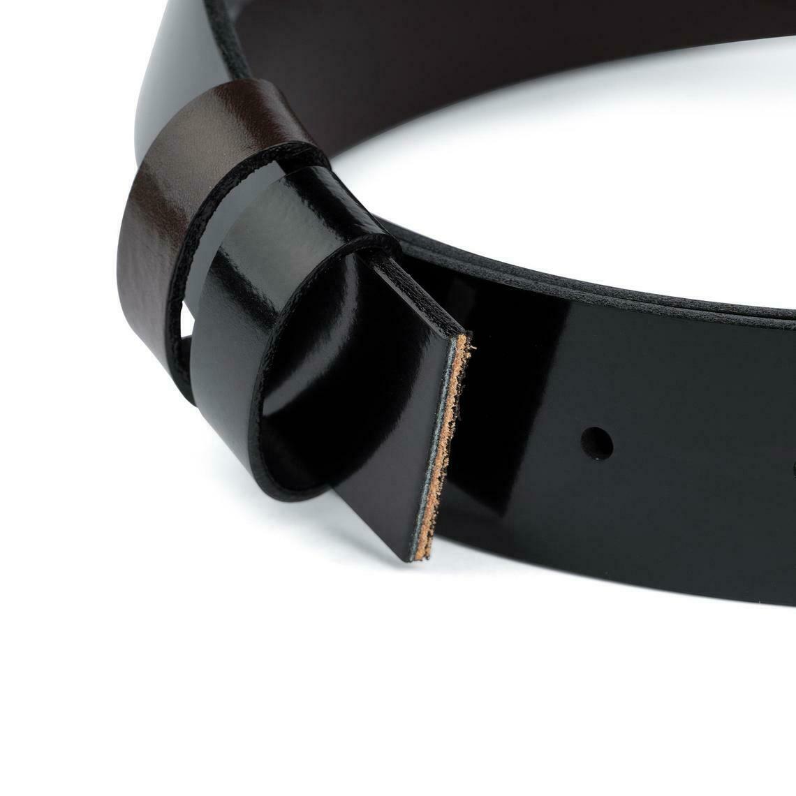 Premium Black & Brown Patent Leather Reversible Belt for Men - 35mm Width - Compatible with Dunhill Buckles | Formal & Business Attire, Office Wear, Dress Pants