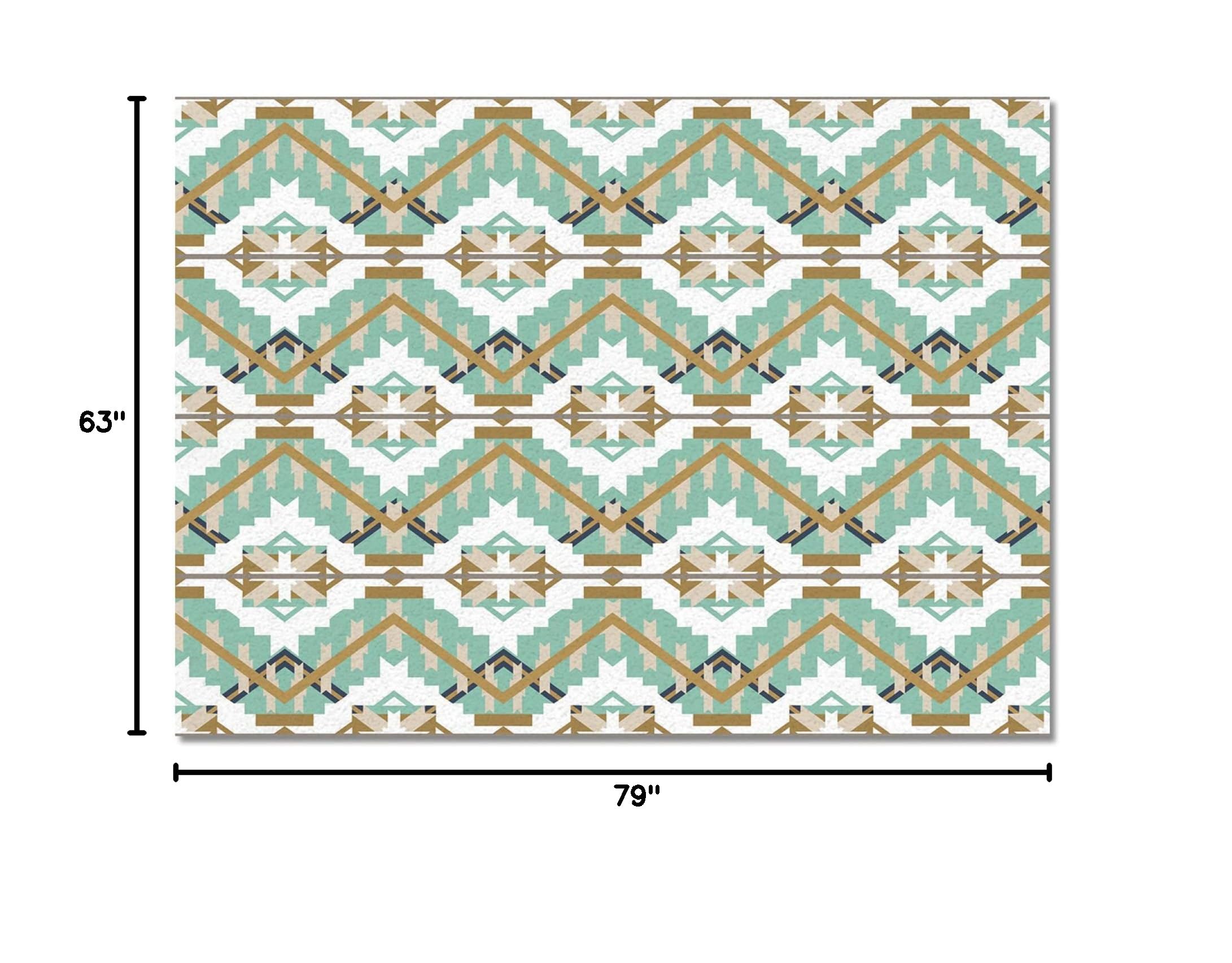 Authentic Native American Aztec Area Rug - Soft Washable Ethnic Carpet with Non-Slip Backing for Living Room, Bedroom & Kitchen | 6.6ft x 5.3ft Home Decor Floor Mat | Perfect for Boho Chic, Farmhouse & Southwestern Style Interiors