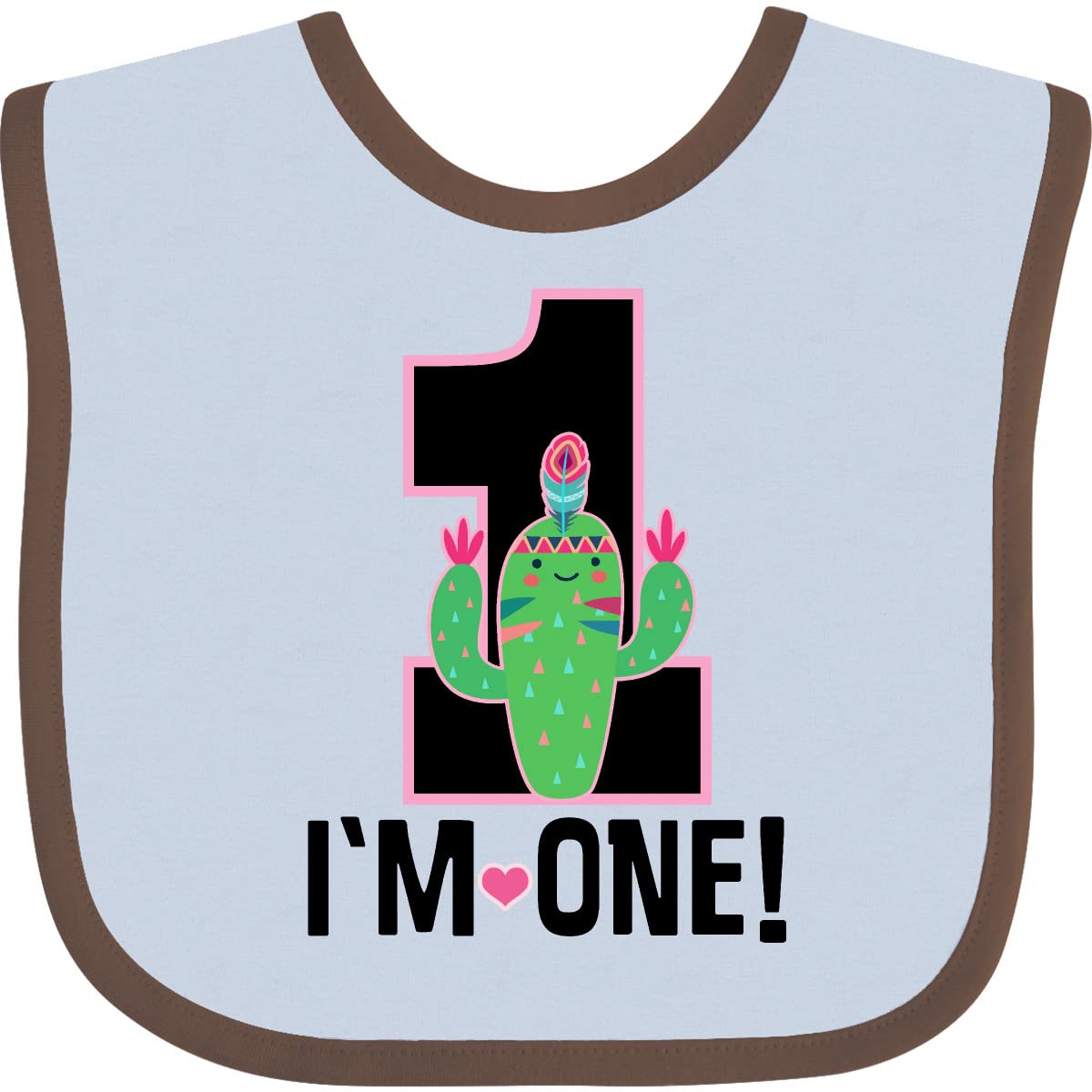 Inktastic 1st Birthday Cactus Bib for Baby Girls - Adorable 1 Year Old Gift for Birthday Party, Photo Shoot & Special Occasions