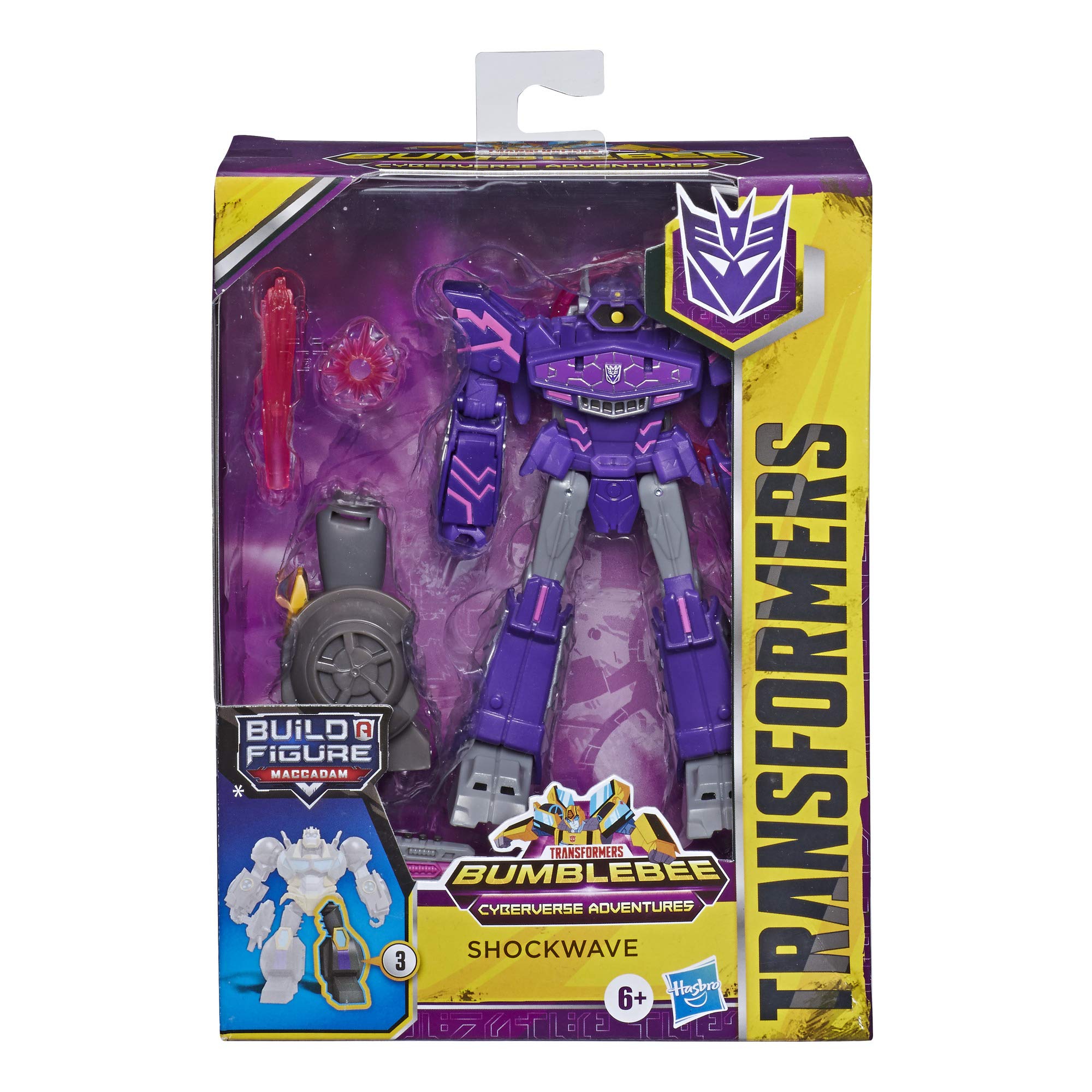 Transformers Cyberverse Deluxe Shockwave Action Figure - 5-inch Shock Blast Attack Toy with Build-A-Figure Piece for Kids Ages 6+ | Collectible Robot Toy for Playtime, Birthday Gifts & Display
