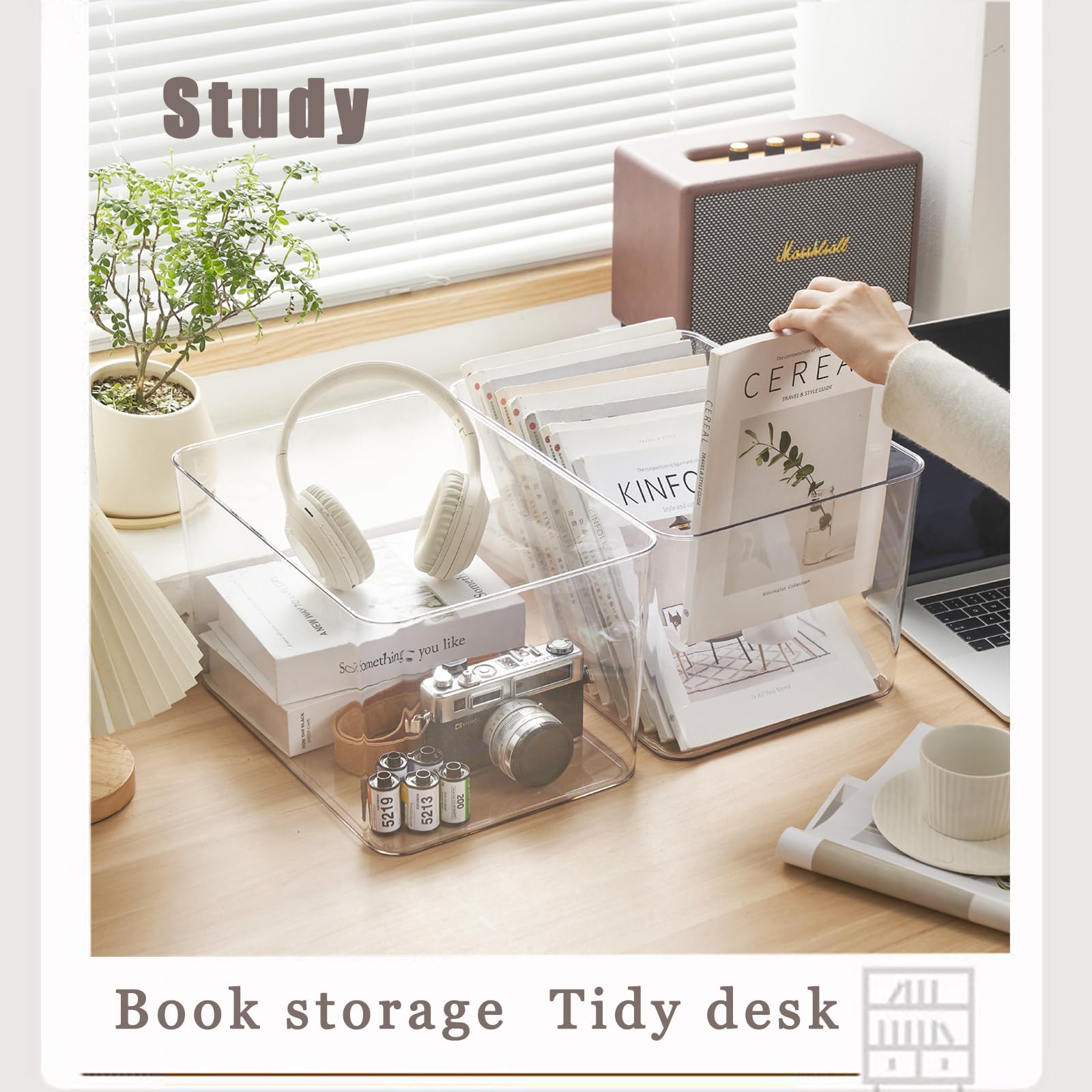 Clear Plastic Storage Bins with Lids - 4 Pack for Snacks, Cosmetics & Organizing