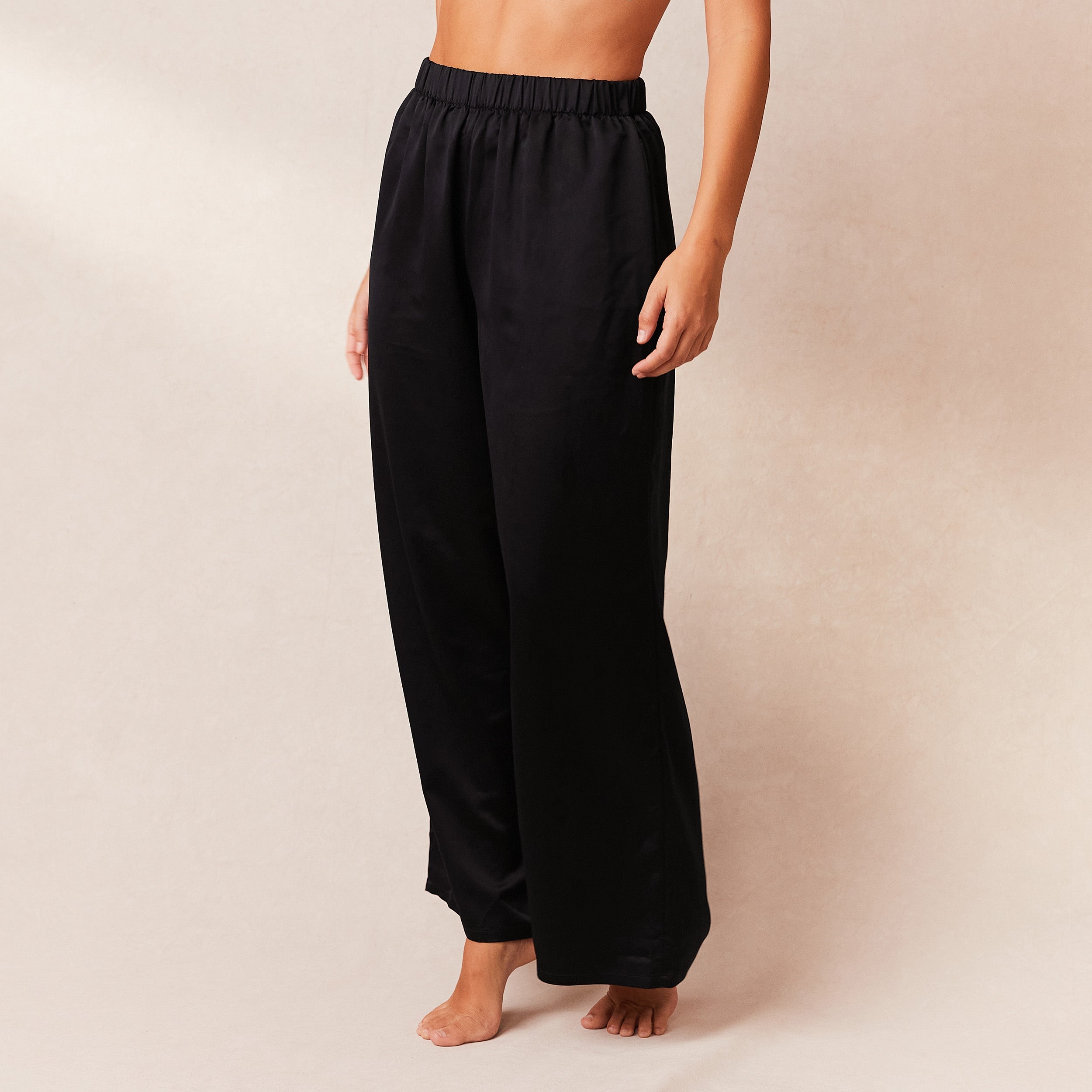 Classic Black Satin Pyjama Pants for Women - Soft & Comfortable Sleepwear for Lounge & Bedtime