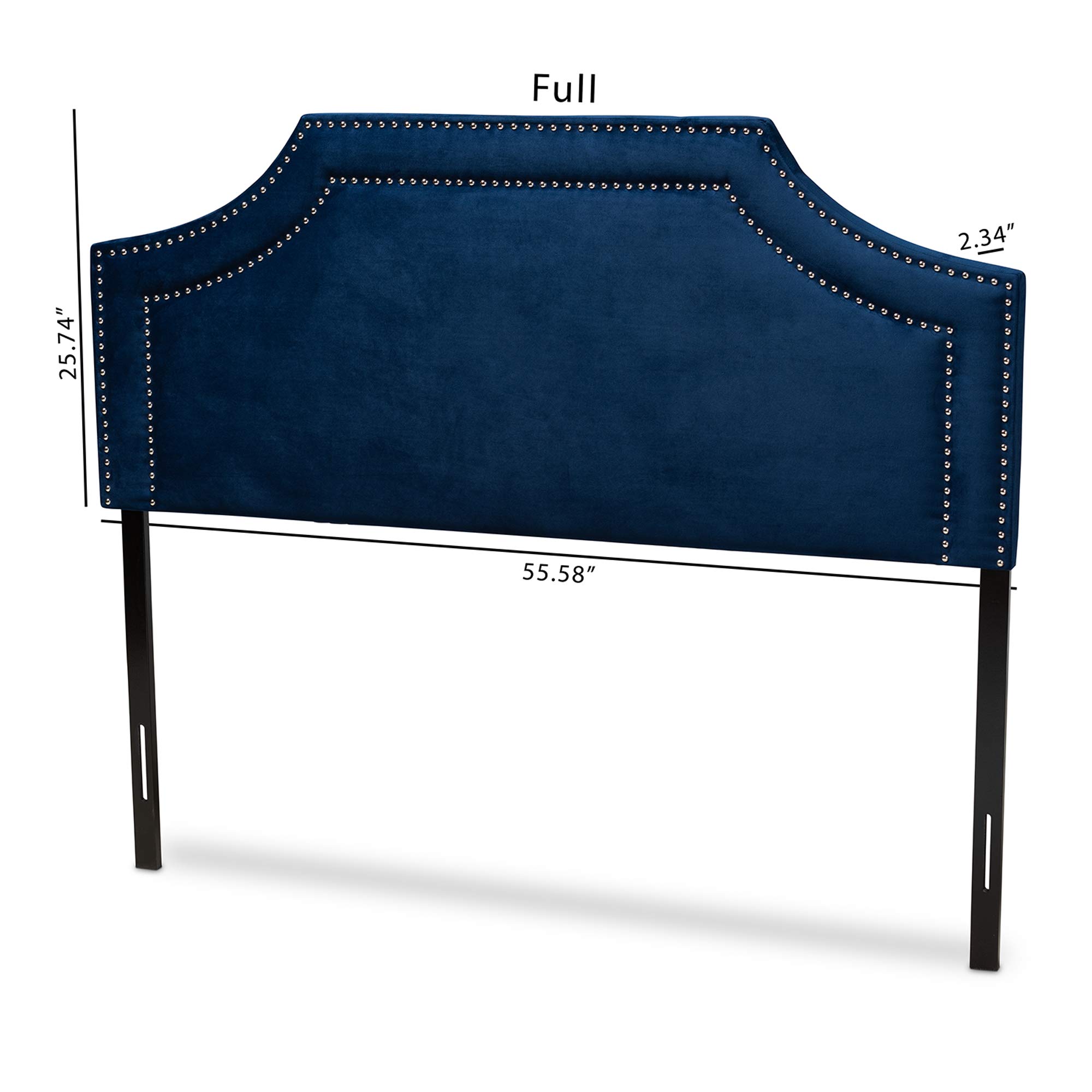 Baxton Studio Upholstered Queen Size Headboard - Navy Blue Fabric Bed Frame for Modern Bedroom Decor | Perfect for Master Bedroom, Guest Room & Apartment