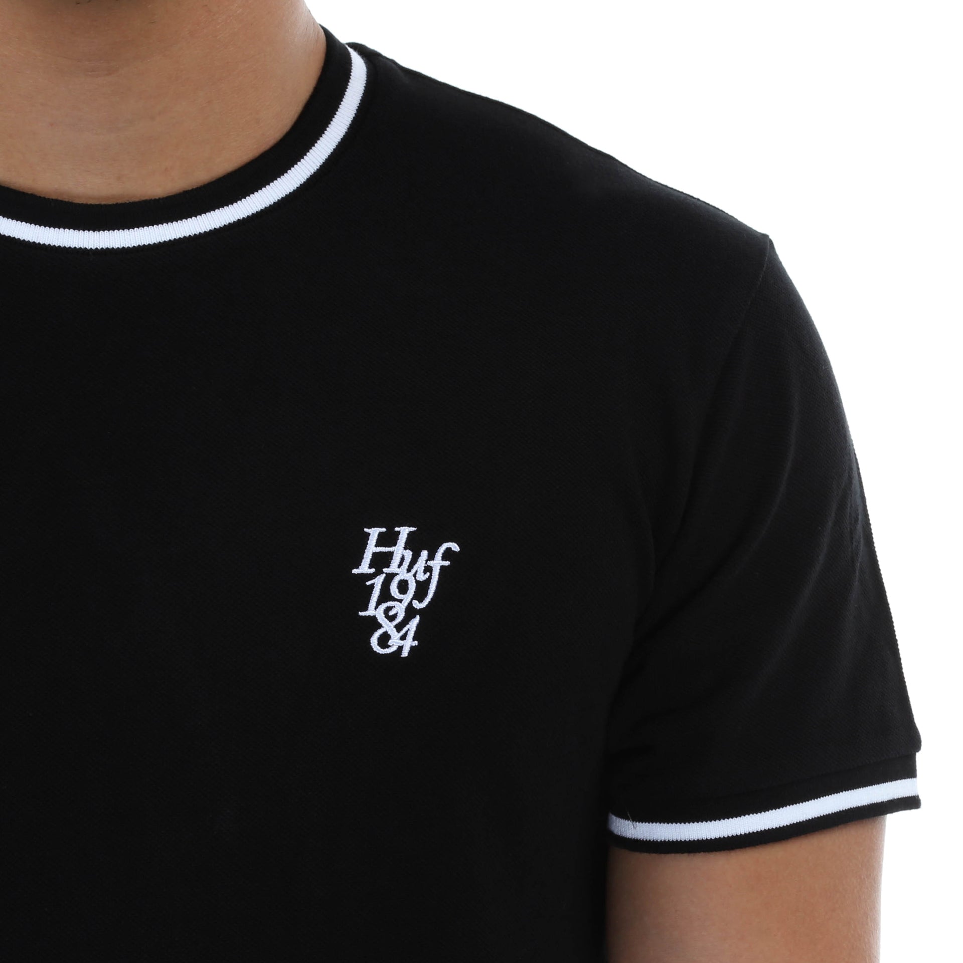 Huf Country Club Pique Crew Tee - Black Cotton T-Shirt for Men | Casual Streetwear & Skate Style | Perfect for Everyday Wear, Skateboarding, and Urban Fashion
