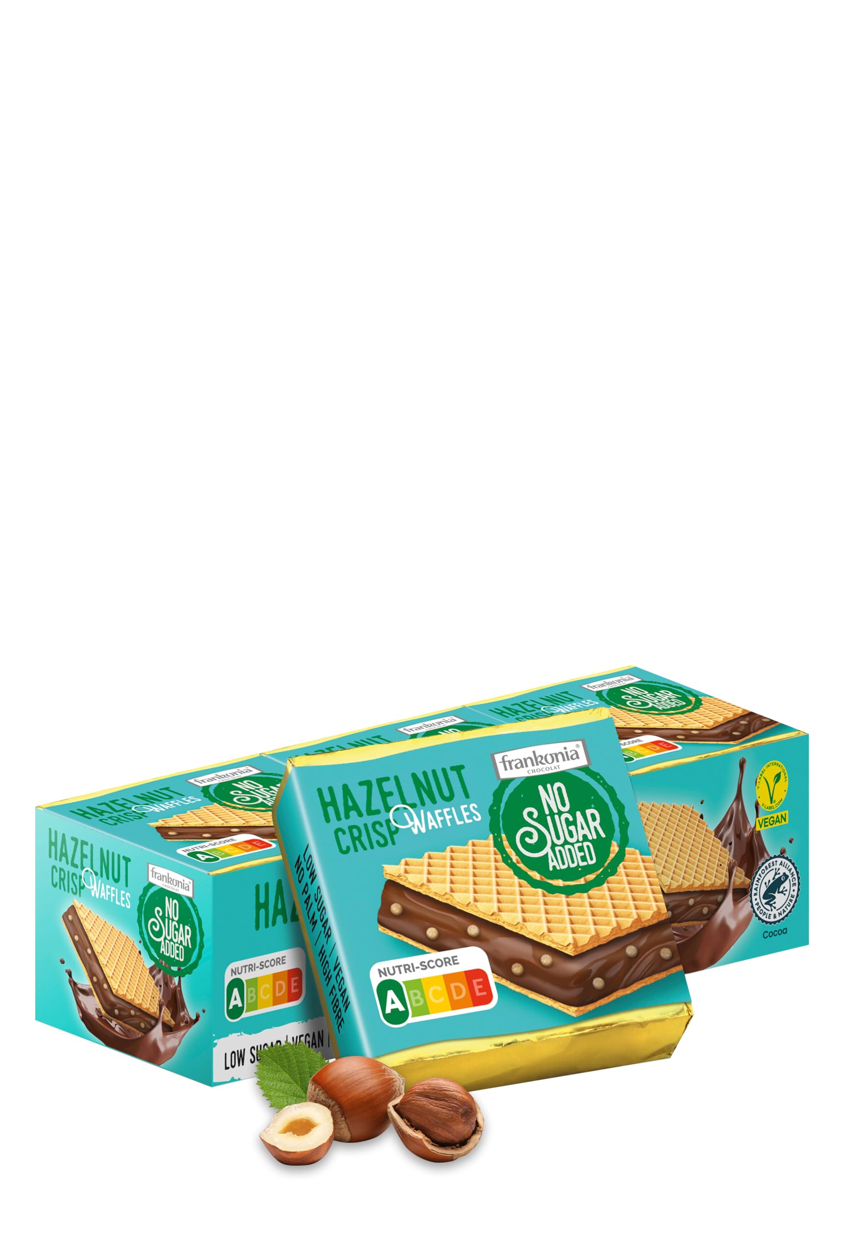 Frankonia Sugar-Free Hazelnut Crisp Waffles - 9 Pieces, Brown | Low Carb Keto Snack for Breakfast, Office & Travel