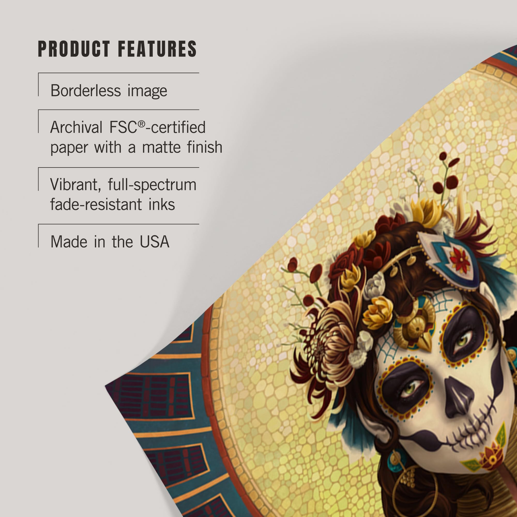Lantern Press 16x24 Inch Giclee Art Print - Tucson Arizona Day of the Dead Crossbones Wall Decor | Perfect for Southwest Home Decor, Office Art & Dia de Los Muertos Celebrations