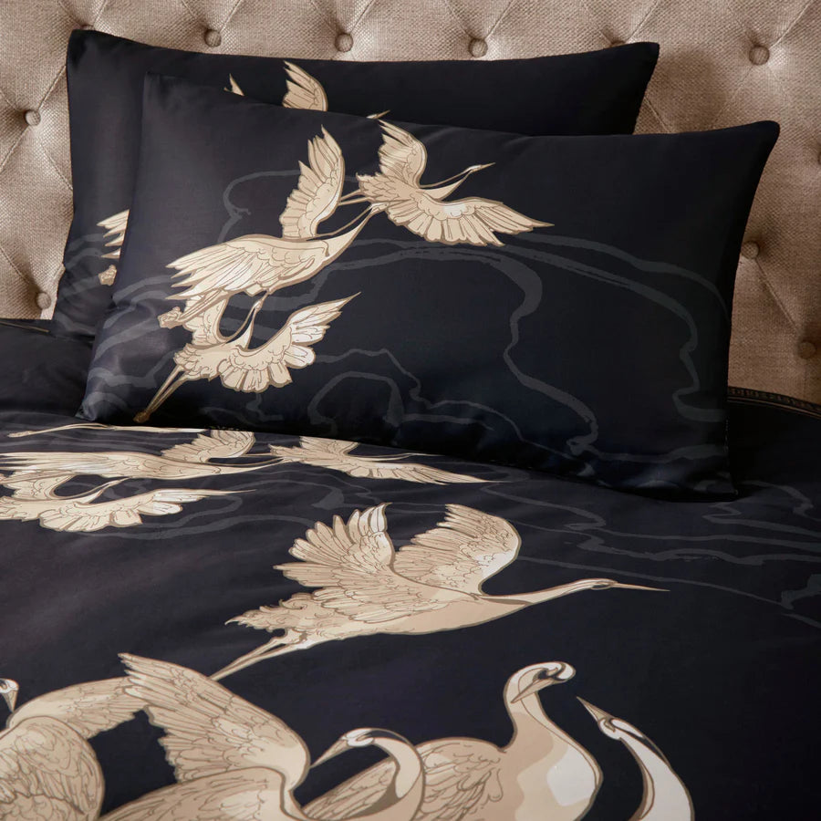 Laurence Llewelyn Bowen Kireina Duvet Cover Set - Queen Size Black Luxury Bedding for Modern Bedroom Decor | Soft & Breathable Microfiber Comforter Cover with Pillow Shams | Perfect for Master Bedroom, Guest Room & Hotel Style Makeover