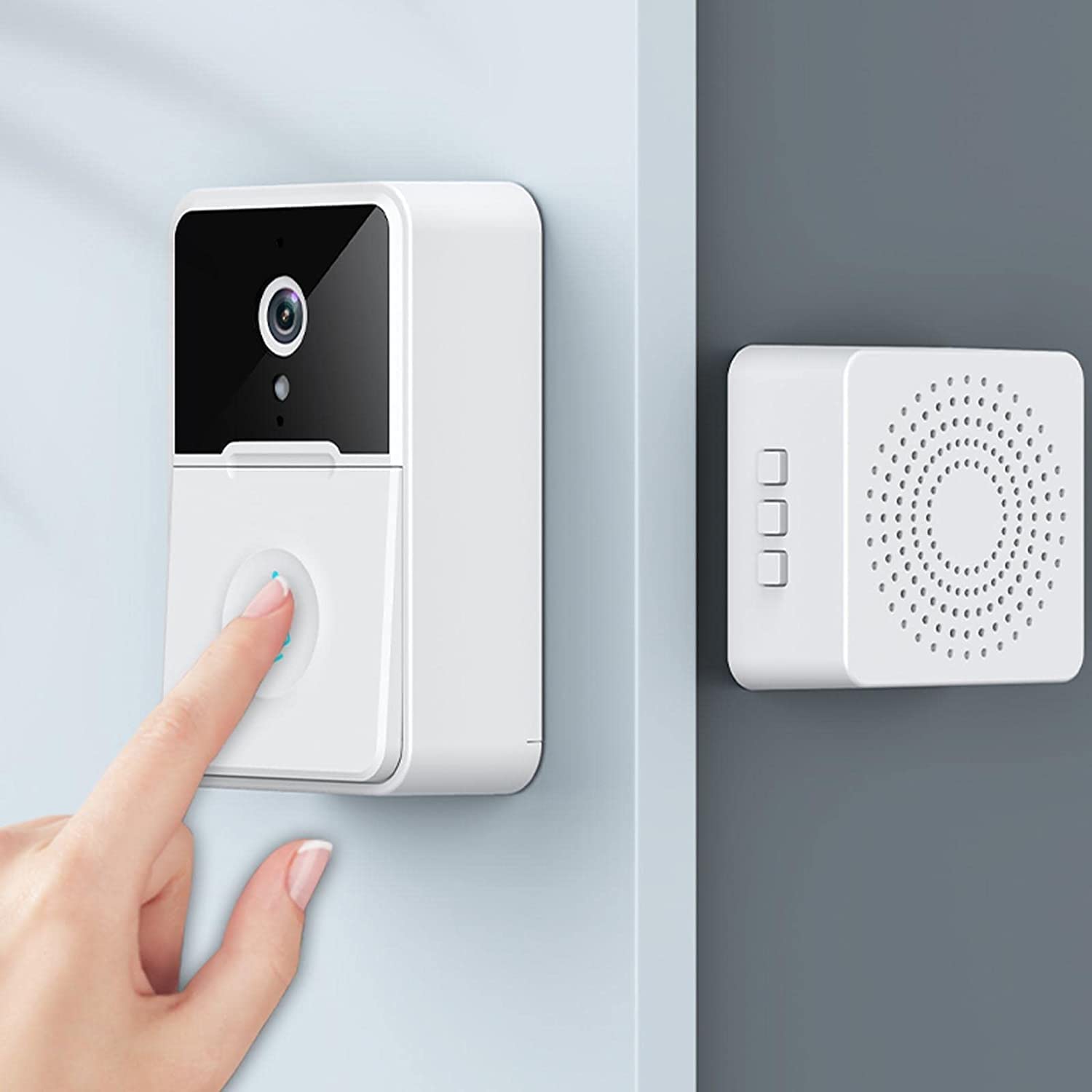 Smart Wireless Video Doorbell Camera - HD Night Vision, WiFi Anti-Theft, Remote Intercom for Home Security (White) | Perfect for Front Door Monitoring, Package Delivery Alerts & Visitor Communication