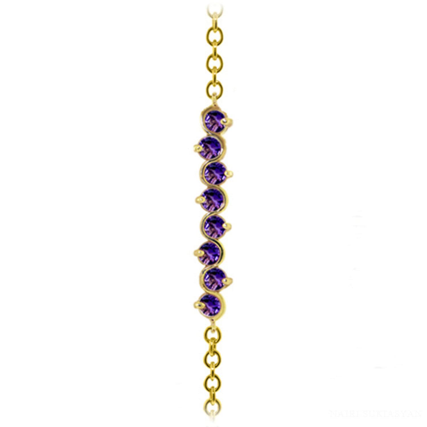 14K Solid Yellow Gold Bracelet with 1.55 ct Natural Amethyst | Elegant Jewelry for Women | Perfect for Weddings, Anniversaries & Special Occasions