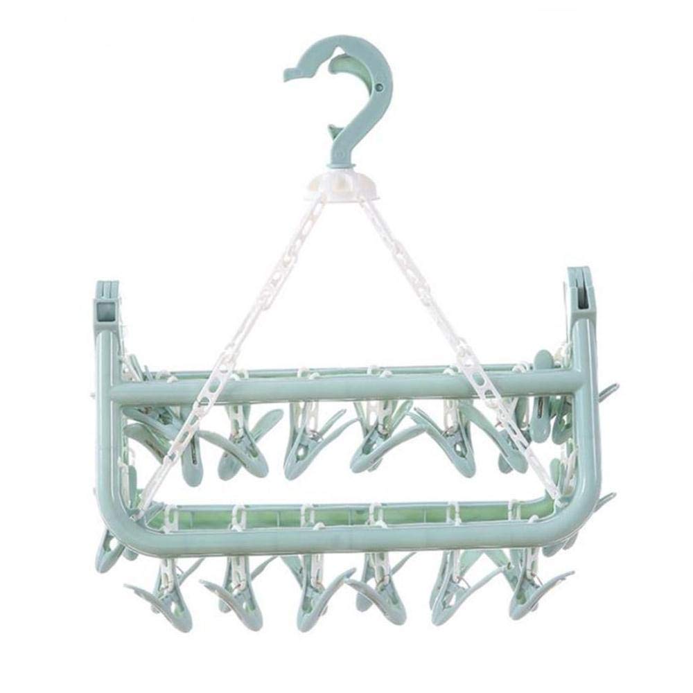 WUYUESUN Space Saving Closet Organizer - 32 Clip Folding Clothes Hanger for Towels, Socks, Bras & Underwear | Drying Rack for Small Spaces & Closet Organization | Perfect for Laundry Room, Dorm & Apartment Storage