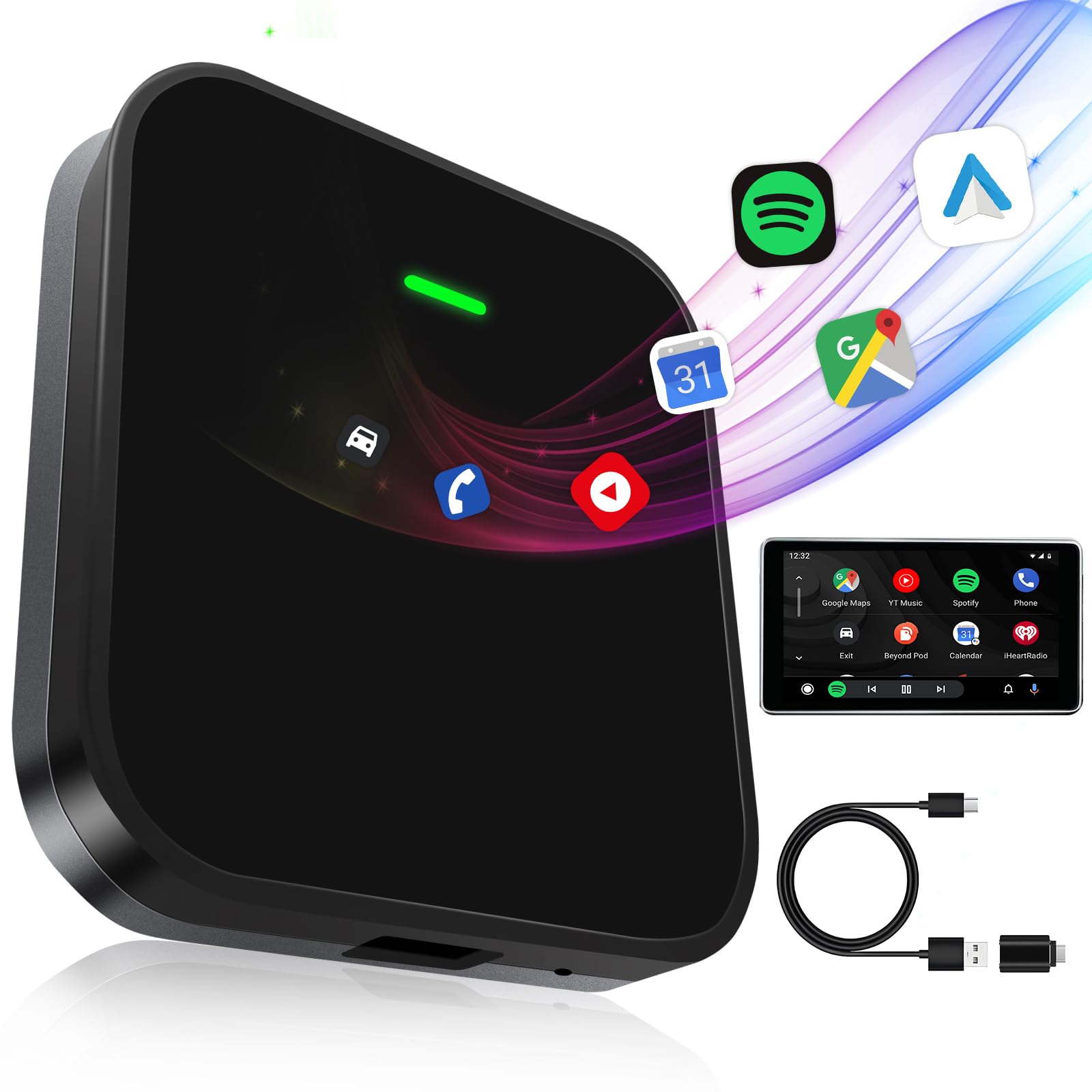 Wireless Android Auto Adapter - Convert Wired to Wireless for OEM Cars | Low Latency & Stable Connection | Compatible with Android 11+ | Perfect for Commuting, Road Trips & Hands-Free Driving