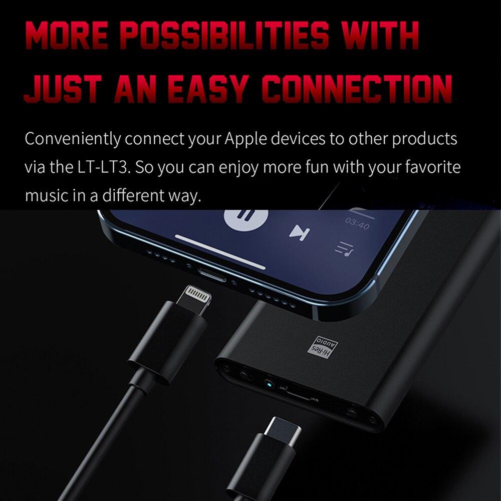 FiiO LT3 Type C to Lightning OTG Cable for iPhone iPad iOS - Compatible with BTR5 DAC - High-Speed Audio Data Transfer for Music Streaming & Gaming