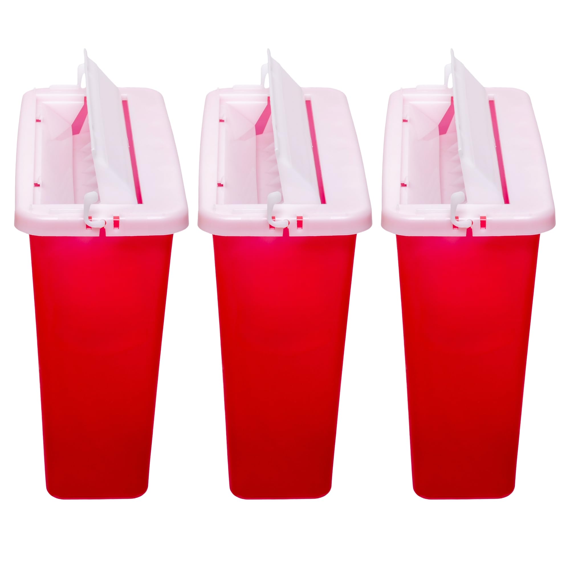 5 Quart Sharps Container with Mailbox Style Lid - Large Puncture-Resistant Needle Disposal Bin - FDA Approved for Home & Clinical Use (3 Pack) - Safe Syringe Storage for Diabetic, Tattoo & Veterinary Care