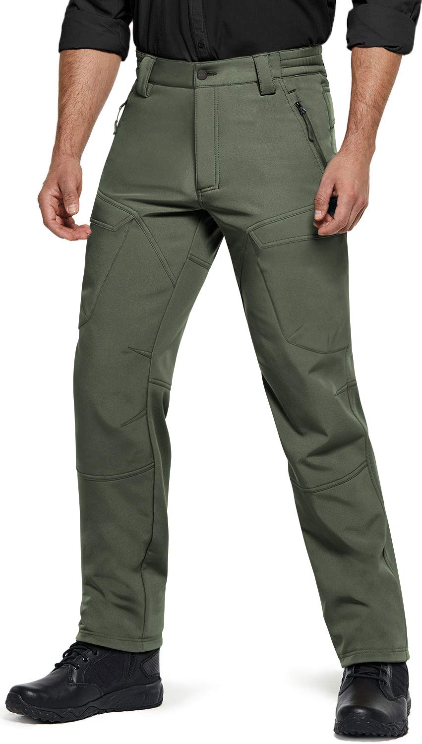 CQR Men's Winter Tactical Pants - Fleece Lined Outdoor Snow Ski Cargo Pants with Thermal Insulation for Hiking, Camping & Cold Weather Activities | Water-Resistant & Durable Work Pants for Hunting, Military & Winter Sports