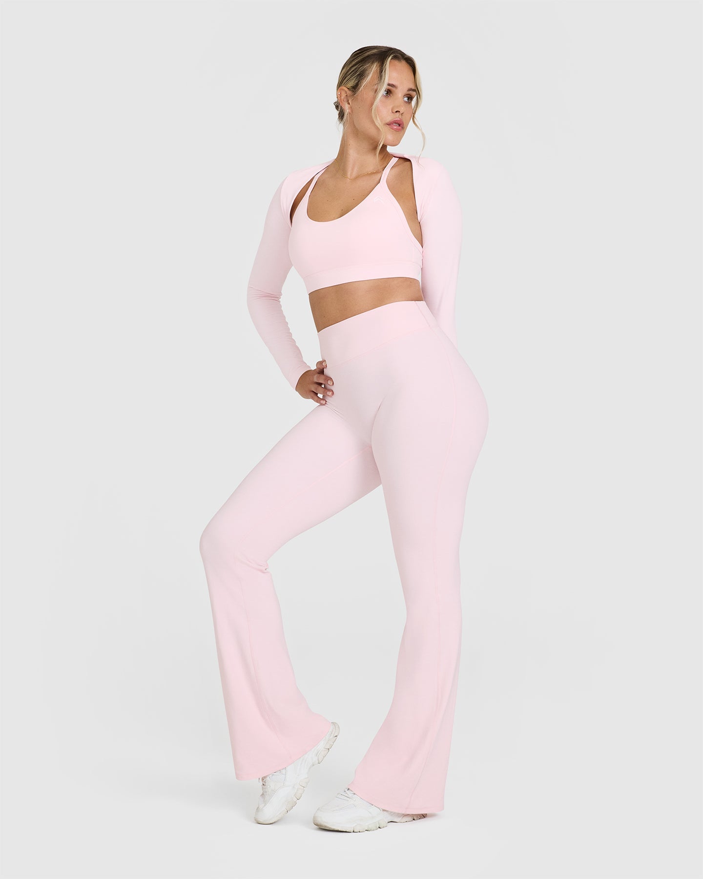 SoftMotion™ Flared Yoga Pants for Women - Ballet Pink | High Waisted Stretchy Workout Leggings for Dance, Pilates & Lounge Wear