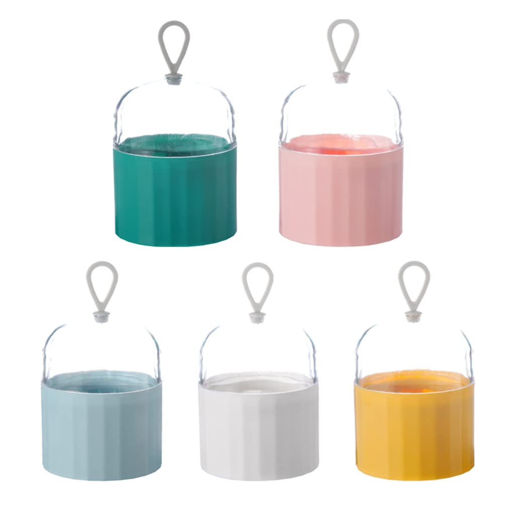 FOMIYES 5-Piece Makeup Sponge Storage Box with Lids - Beauty Egg Cosmetic Sponge Organizer Stand for Travel & Home Makeup Accessories - Perfect for Storing Makeup Puffs, Blending Sponges & Beauty Tools