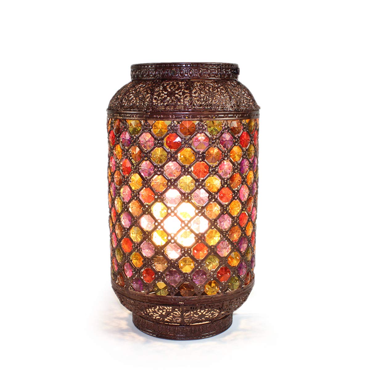 Moroccan Cylinder Table Lamp - Vintage Bohemian Pastoral Lantern Desk Light with E14 Base for Bedroom, Living Room, Study & Cafe Decor | Perfect for Cozy Reading Nooks and Boho Home Styling