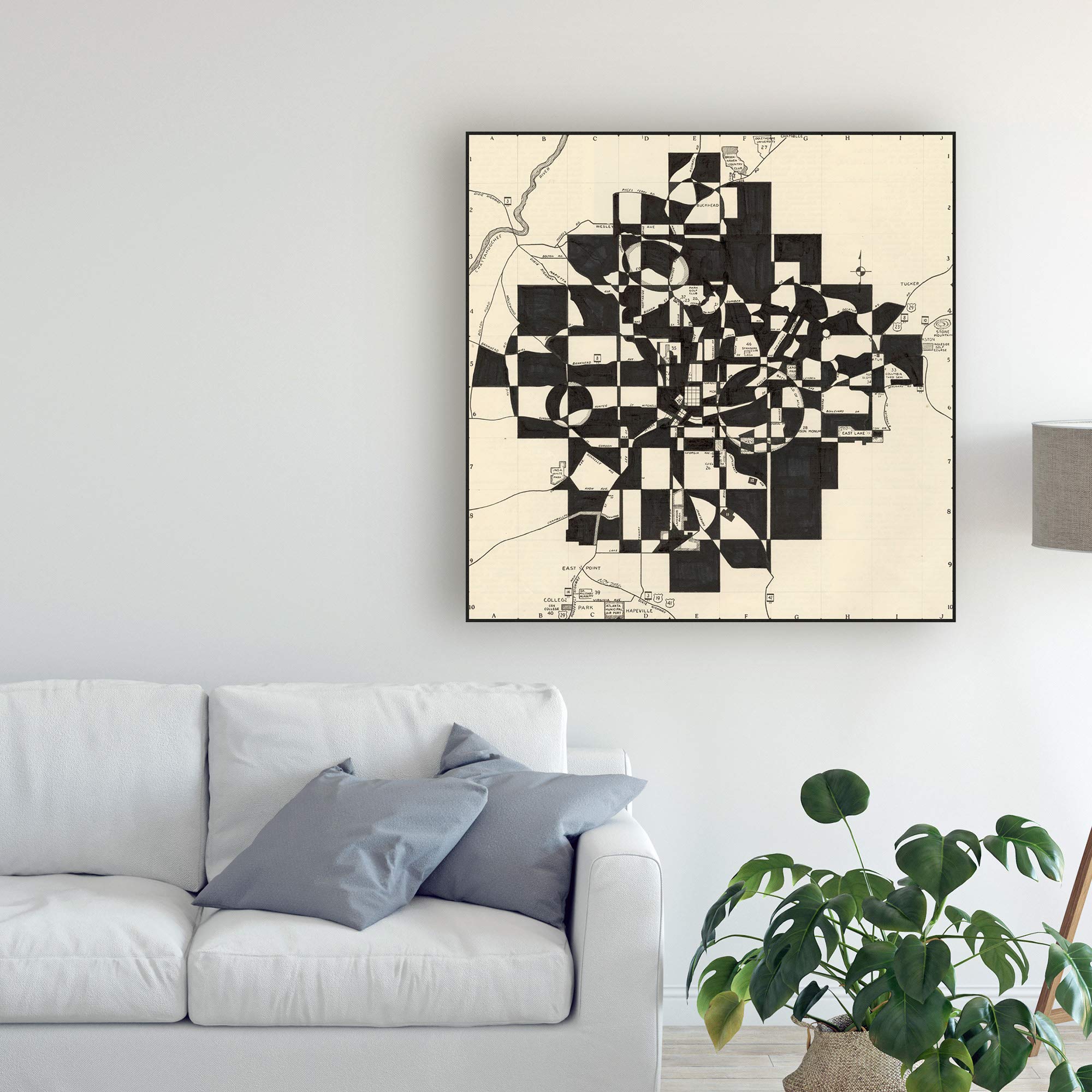 Trademark Fine Art 18x18 Modern Atlanta Map by Nikki Galapon - Wall Decor for Living Room, Office & Home
