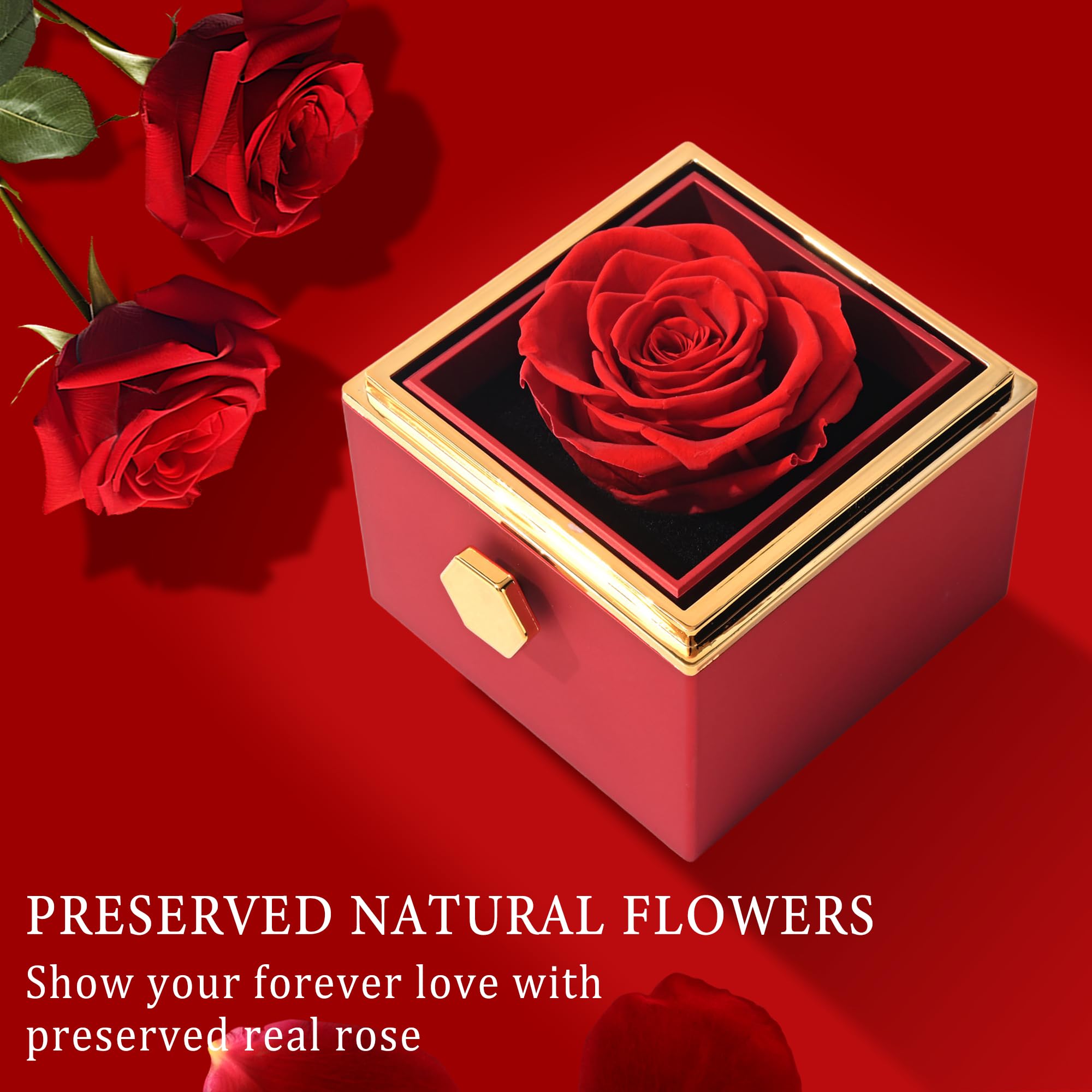 TINGKU Eternal Real Rose Gift Box for Women - Preserved Rose with Custom Engraved Heart Necklace, Personalized Romantic Gift for Wife, Girlfriend, Mom (Mother's Day, Anniversary, Valentine's Day) - Perfect for Weddings, Proposals & Special Occasions