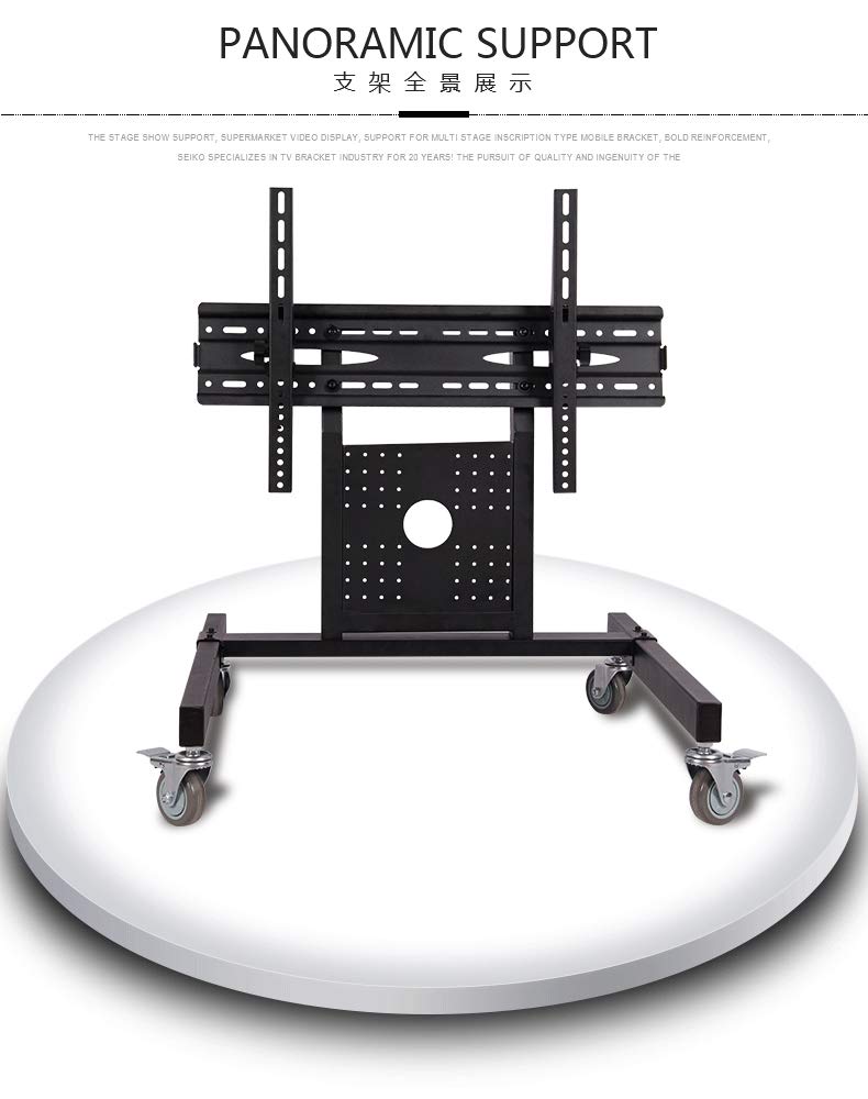 32-65 Inch Rolling TV Mount Stand Cart - Adjustable Low Height Trolley for Plasma, LED, LCD Screens - Perfect for Home Theater, Classrooms & Office Presentations