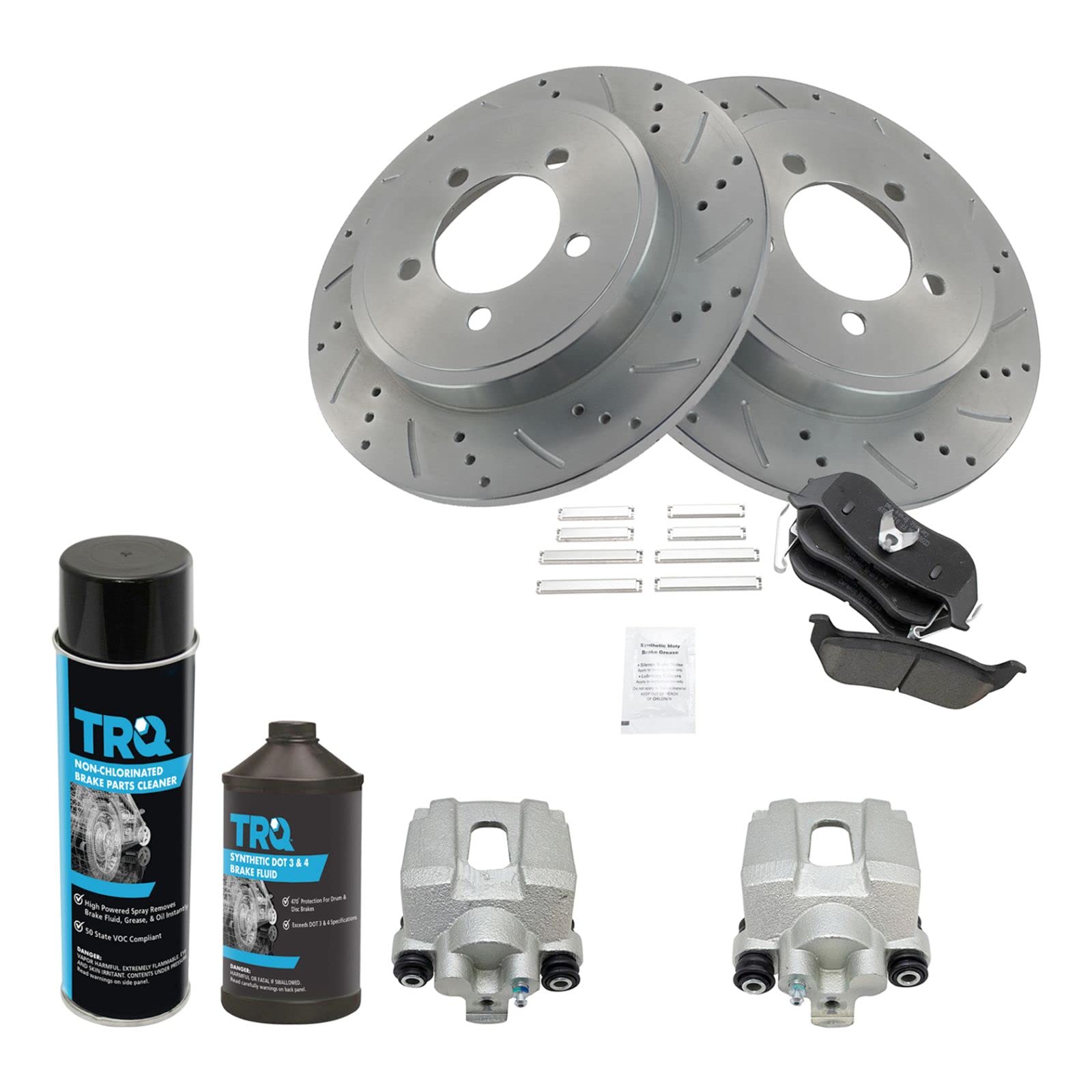 Premium Ceramic G-Coated Rear Brake Pad & Rotor Kit with Caliper & Chemical Kit - Compatible with 2003-2007 Jeep Liberty & 2003-2006 Wrangler - High Performance Braking for Off-Road & Daily Driving