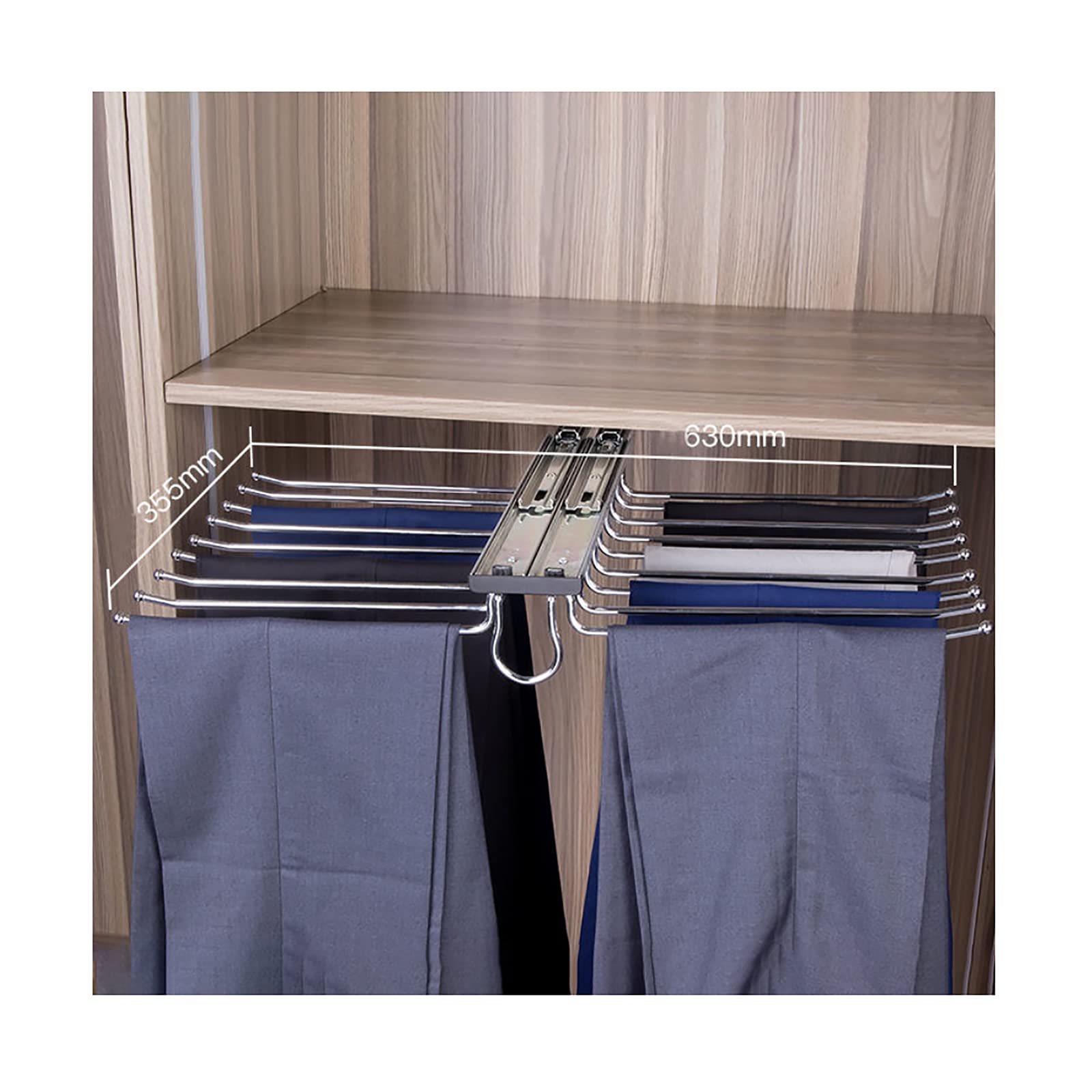 QSMGRBGZ 18-Steel Bar Pull Out Pants Hanger - Durable Space Saving Clothes Rack for Scarves, Jeans & Tops | Perfect for Closet Organization & Laundry Room Storage