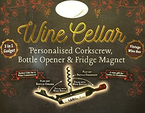 Premium Wine Bottle Opener & Corkscrew Set with Personalized Name Engraving (Option B) - Cheryl Design - Strong Fridge Magnet - Perfect for Wine Lovers, Housewarming Gifts & Kitchen Accessories
