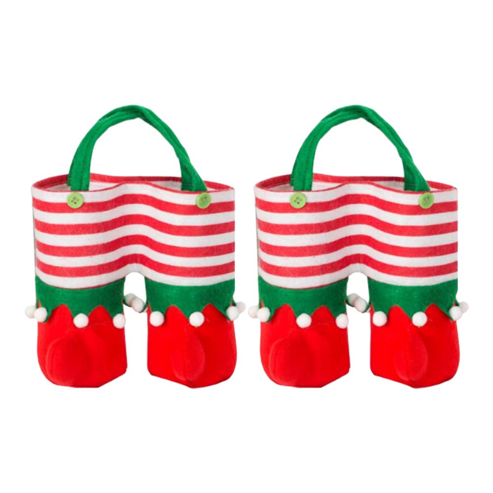 Happyyami 2-Pack Christmas Wine Gift Bags - Elf Pants Design with Handles for Wine Bottles, Candy & Treats | DIY Holiday Wrapping & Party Favors | Perfect for Christmas Parties, Gift Exchanges & Festive Home Decor