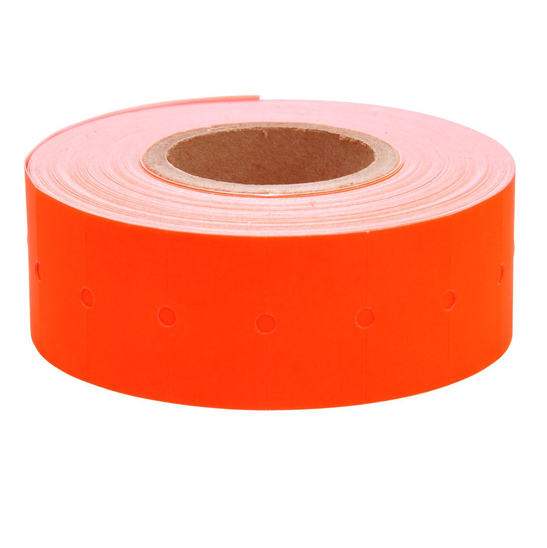 16 Pack Fluorescent Red Removable Adhesive Labels for Towa GS Series, Halmark & Century Price Guns - Includes Free Ink Roll - Perfect for Retail Pricing, Inventory Labeling & Warehouse Organization