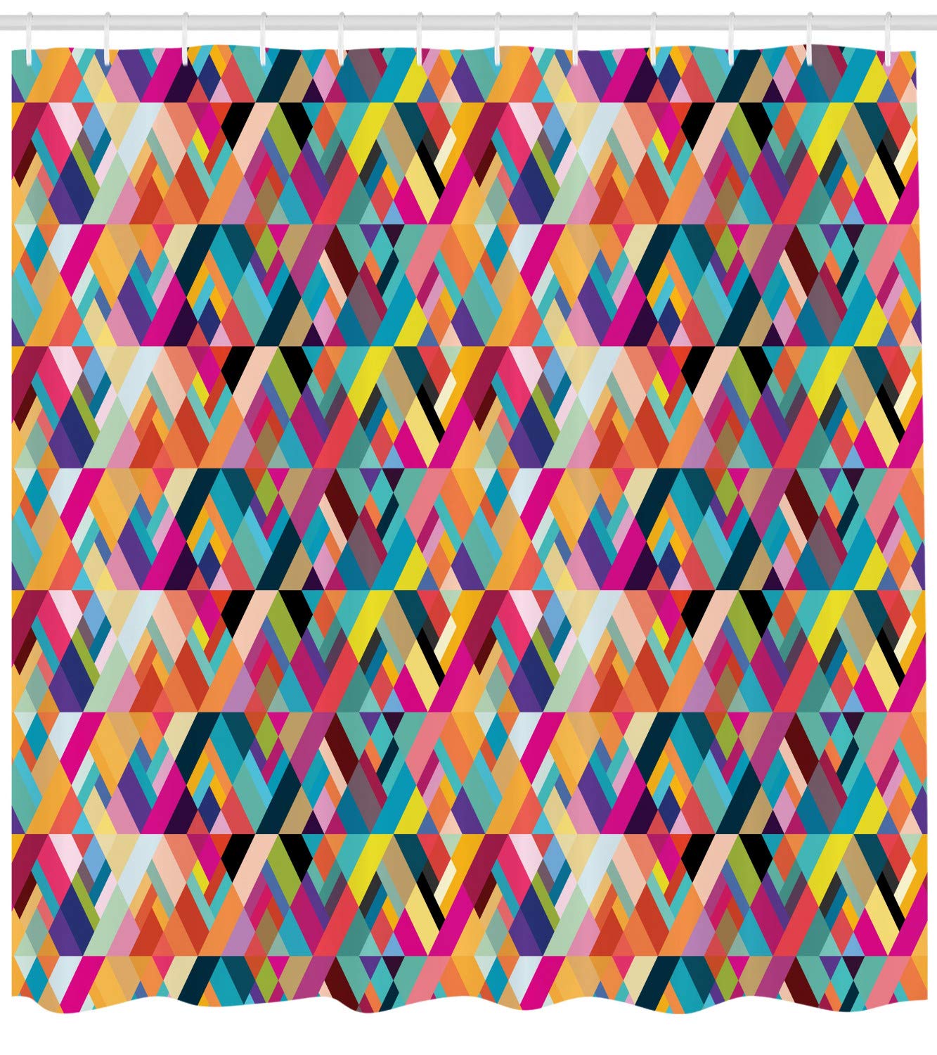 Ambesonne Abstract Shower Curtain - Bauhaus Style Geometric Pattern with Colorful Diagonal Tiles, Modern Printed Fabric Bathroom Decor Set with Hooks, 105 Inch Extra Wide, Multicolor | Waterproof Polyester for Bathroom, Guest Bath & Kids Bath Decor