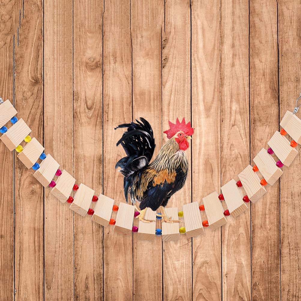 Balacoo Wooden Chicken Toy Set - Chewing & Perch Ladder for Birds, Training Rack & Play Swing - Durable Thicken Wooden Chicken Coop Accessories - Perfect for Parrots, Cockatiels & Small Pets Playtime