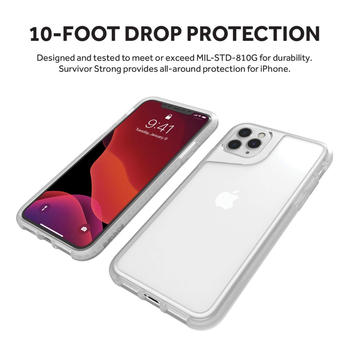 Griffin Survivor Strong GIP-027-CLR Rugged Case for Apple iPhone 11 Pro Max - Clear Protective Cover | Shockproof, Drop Proof, Military Grade Protection | Perfect for Outdoor, Work & Daily Use