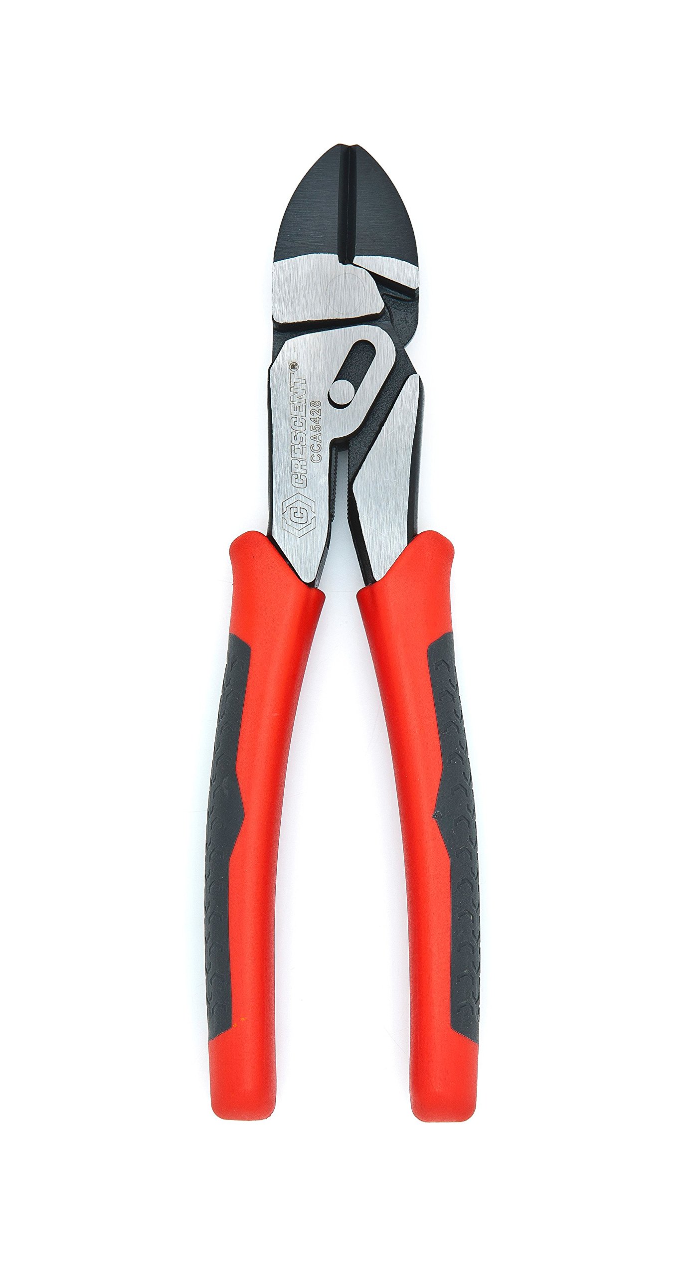 Crescent 8-Inch Diagonal Cutting Pliers - Compound Action, Dual Material Grip (Red) | CCA5428 | Ideal for Electrical Work, DIY Projects & Home Repairs