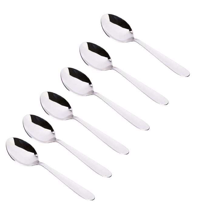 Premium Stainless Steel Tea Spoons Set of 6 - Elegant & Durable Kitchen Utensils for Tea, Coffee, Desserts & Home Dining