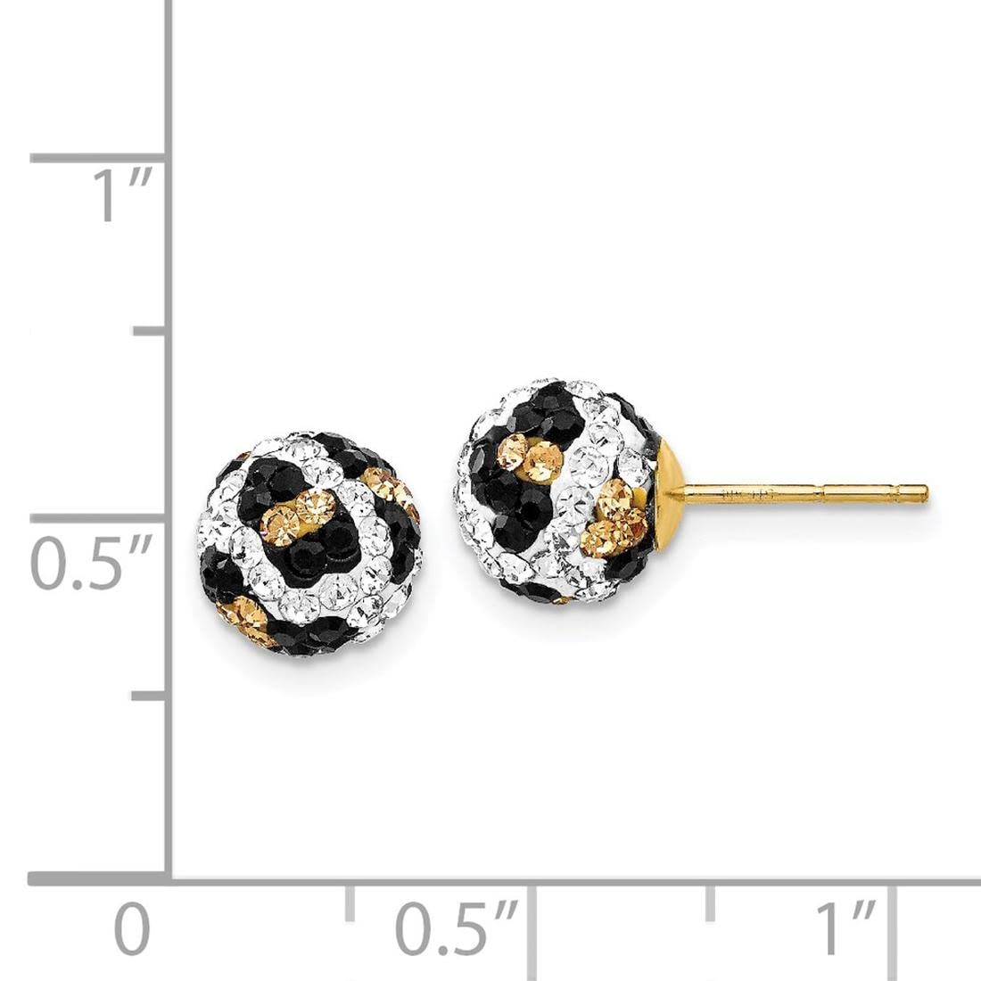 14K Yellow Gold Crystal Leopard Stud Earrings - 8mm Post Earrings for Women | Elegant Animal Print Jewelry for Parties, Date Nights & Special Occasions