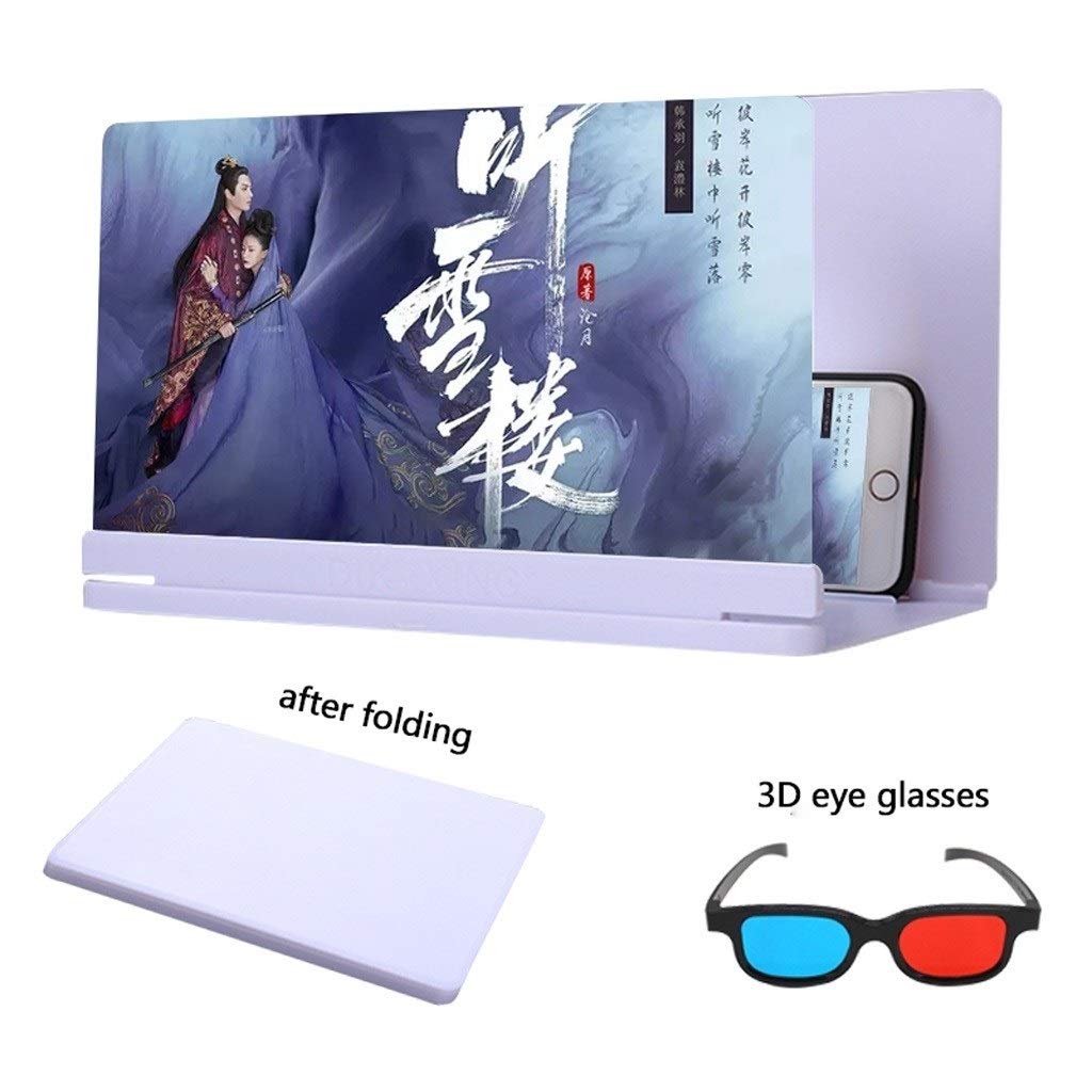 3D HD Phone Screen Magnifier - 14 Inch Universal Mobile Projector for Movies, Videos & Gaming | White | Enhance Viewing Experience for Smartphones & Tablets