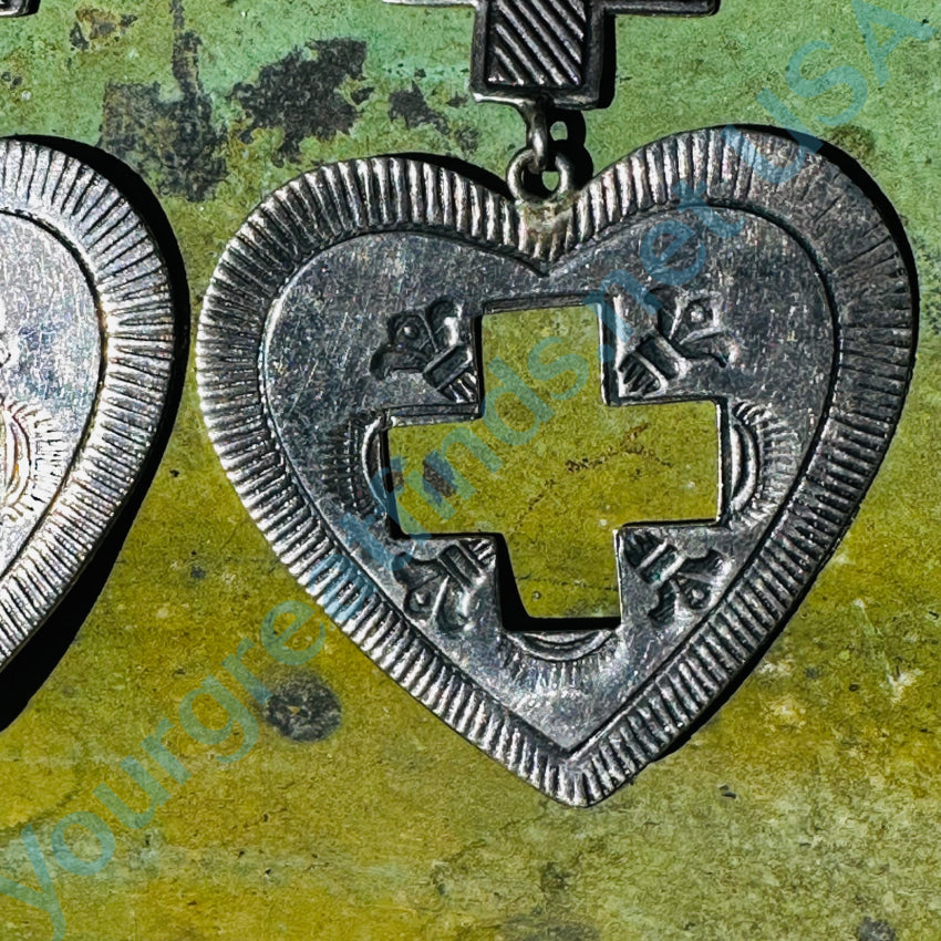 Sterling Silver Heart & Cross Large Pierced Post Earrings for Women - Elegant Dangle Earrings for Valentine's Day, Wedding, Anniversary & Everyday Wear
