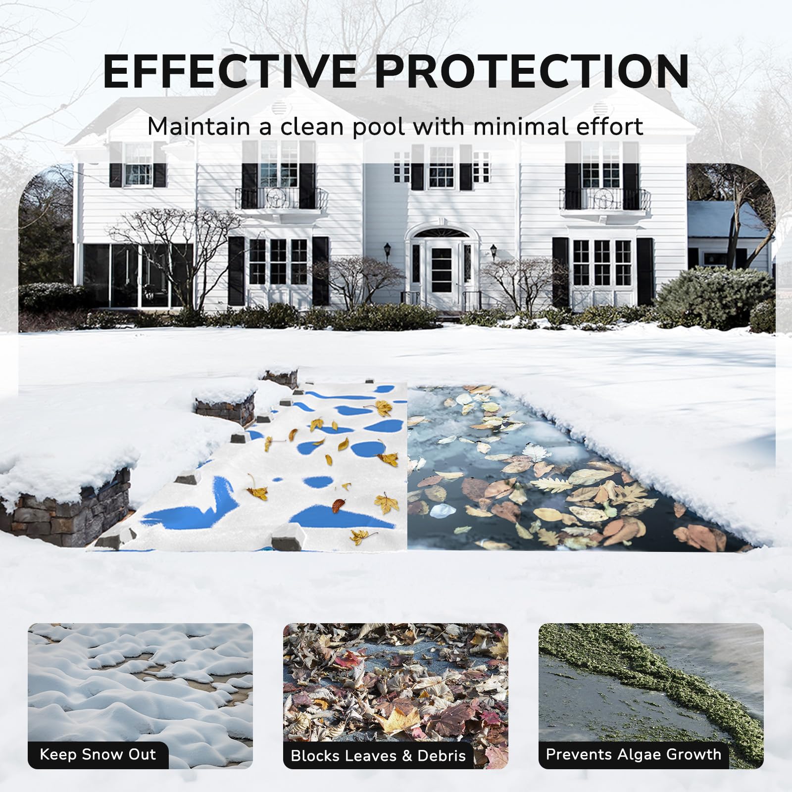 Future Way 20x40 FT Heavy Duty Rectangular Winter Pool Cover - Superior Strength & UV Resistant Inground Swimming Pool Cover for Cold Weather Protection | Perfect for Winterizing & Protecting Your Pool from Debris