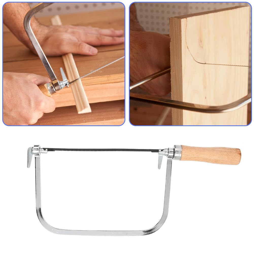 Premium Coping Saw with 5 Replacement Blades - U-Shaped Steel Frame Woodworking Hand Saw for Jewelry Making, Wood Cutting, Plastic & Rubber Crafting - Ideal for Jewelers, Garden Tools & DIY Projects