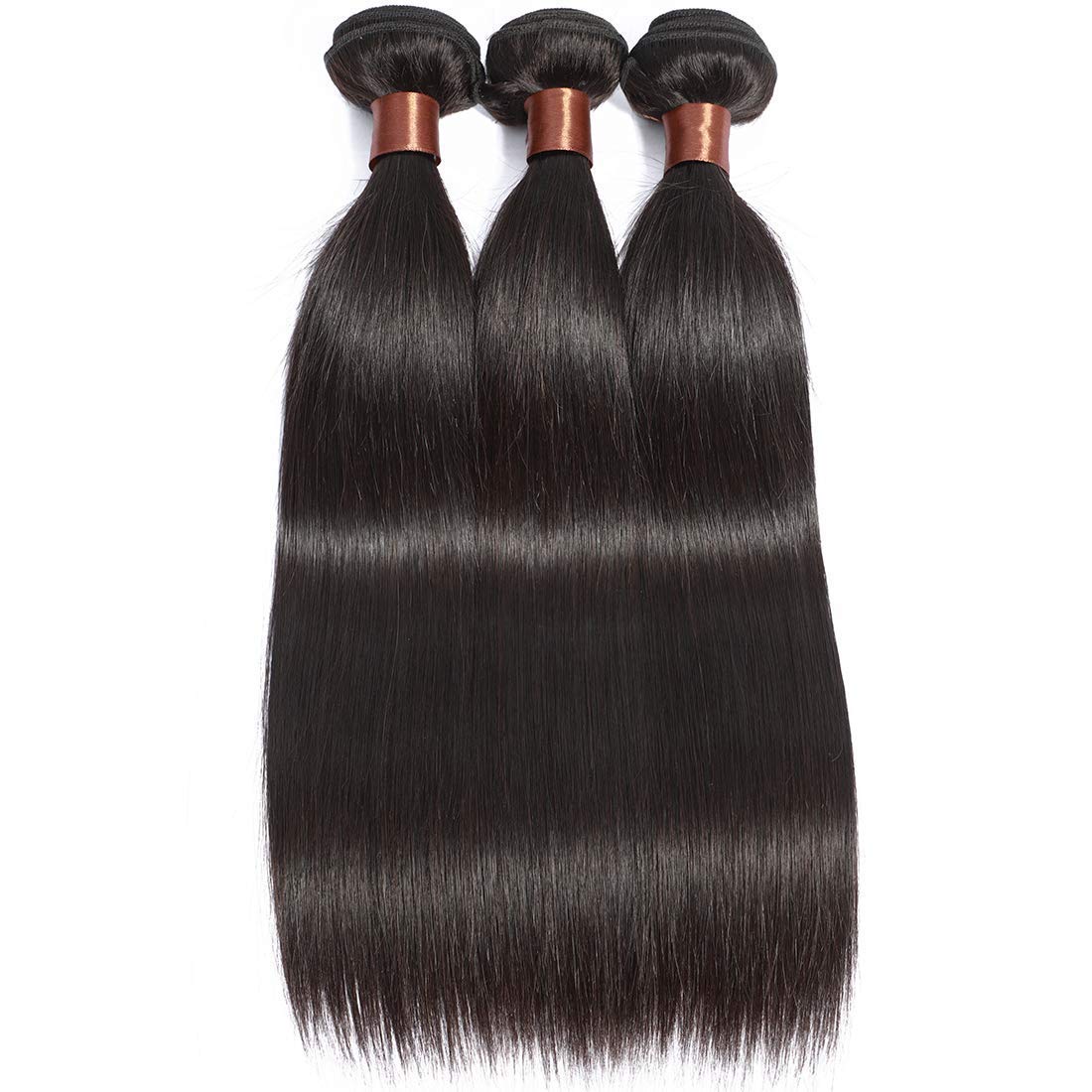 100% Brazilian Virgin Human Hair Bundles - Unprocessed Straight Weave Extensions in Natural Black (22