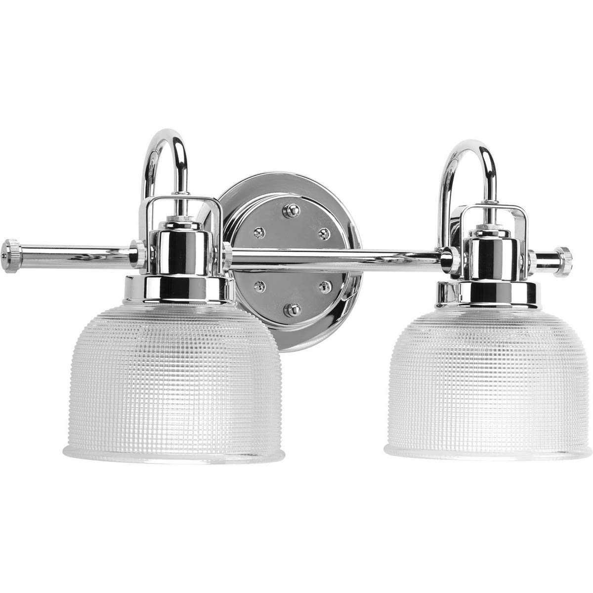 Archie Collection 2-Light Coastal Bathroom Vanity Light - Clear Double Prismatic Glass Shade with Polished Chrome Finish - Perfect for Beach House, Bathroom, and Coastal Style Decor