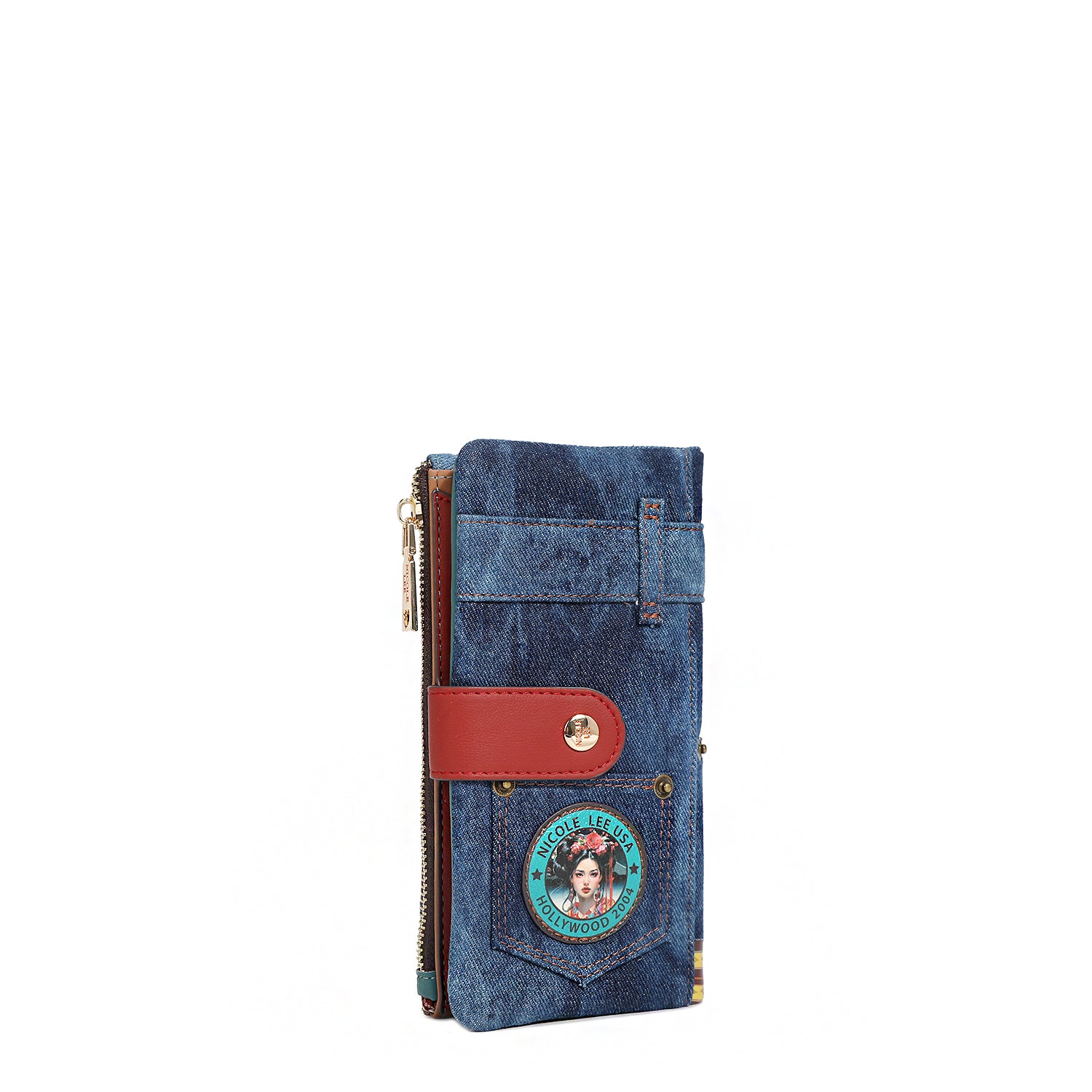DENIM AMANDA 2-Piece Bifold Wallet for Women - Genuine Leather Credit Card Holder with RFID Protection - Perfect for Everyday Use, Travel & Gift Giving