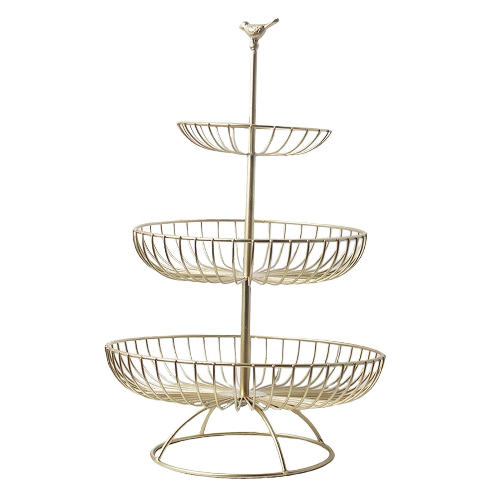 Bothyi 3-Tier Wire Fruit Basket with Detachable Handle - Rustproof Metal Vegetable Organizer for Kitchen Counter, Dining Table & Pantry Storage