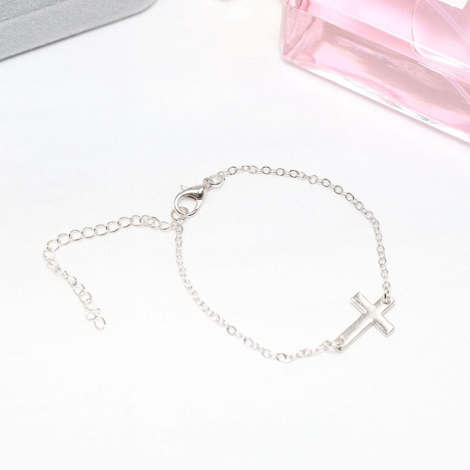 Yienate Boho Bracelet with Tiny Cross Hand Chain for Women & Girls - Stylish Layered Bracelet for Everyday Wear, Gift Giving & Boho Fashion Accessories