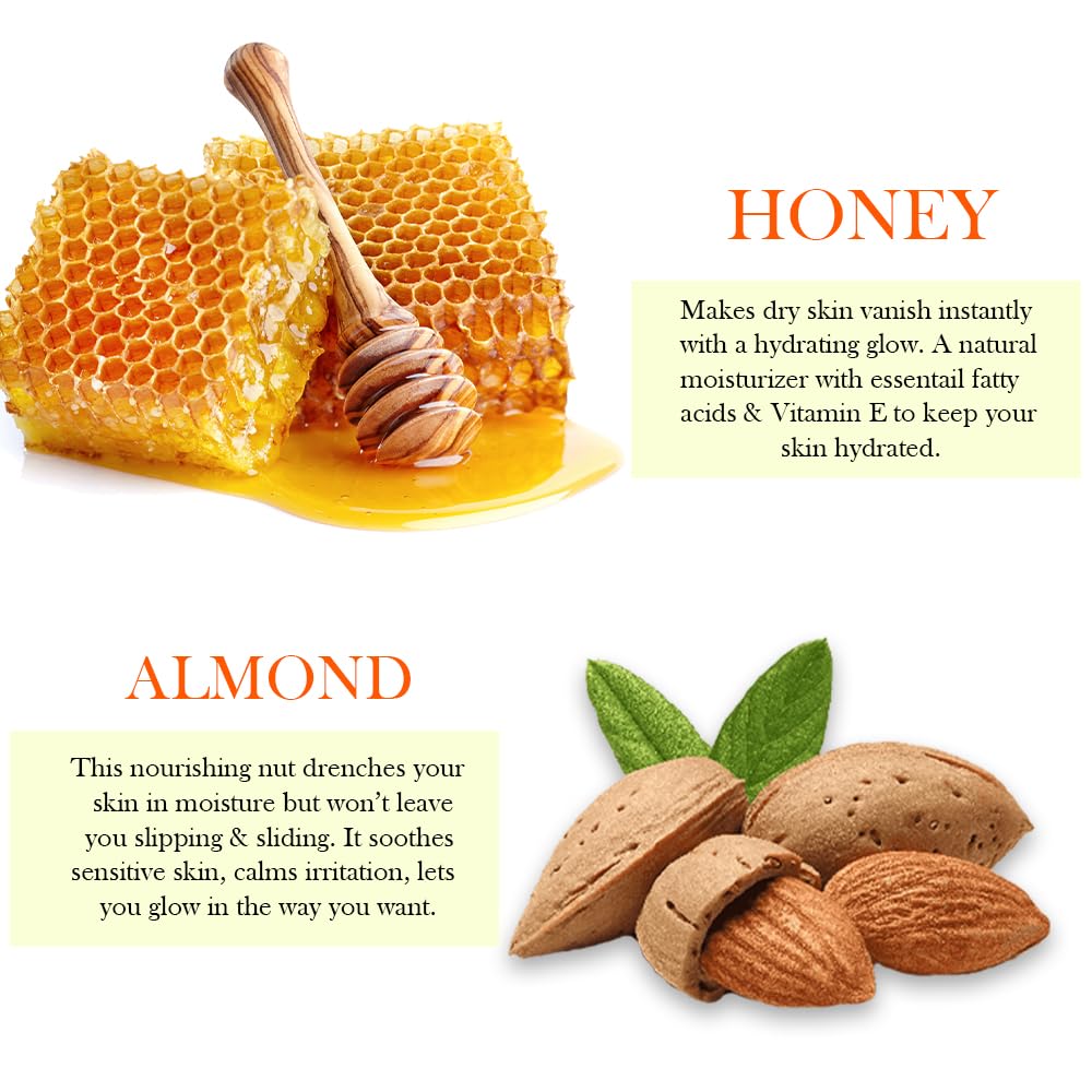 AMINA Honey & Almonds Rejuvenating Skin Cream with Jojoba Oil & Shea Butter - Deeply Nourishing Face & Body Moisturizer for Dry Skin (800ml) | Perfect for Daily Hydration, Night Care & Winter Skin Protection