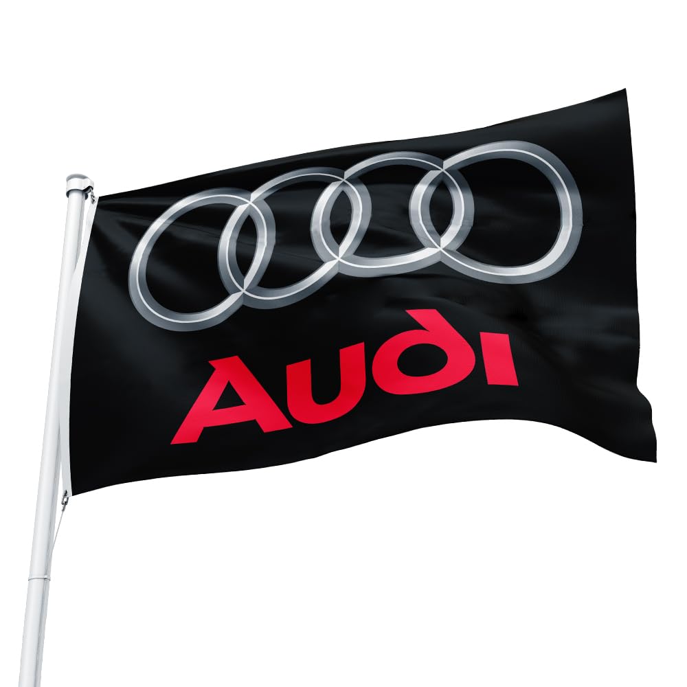 Audi Racing Flag Black Banner 3x5 Feet - Premium Motorsports Decor for Man Cave, Garage & Game Room - Perfect for Racing Enthusiasts & Car Lovers